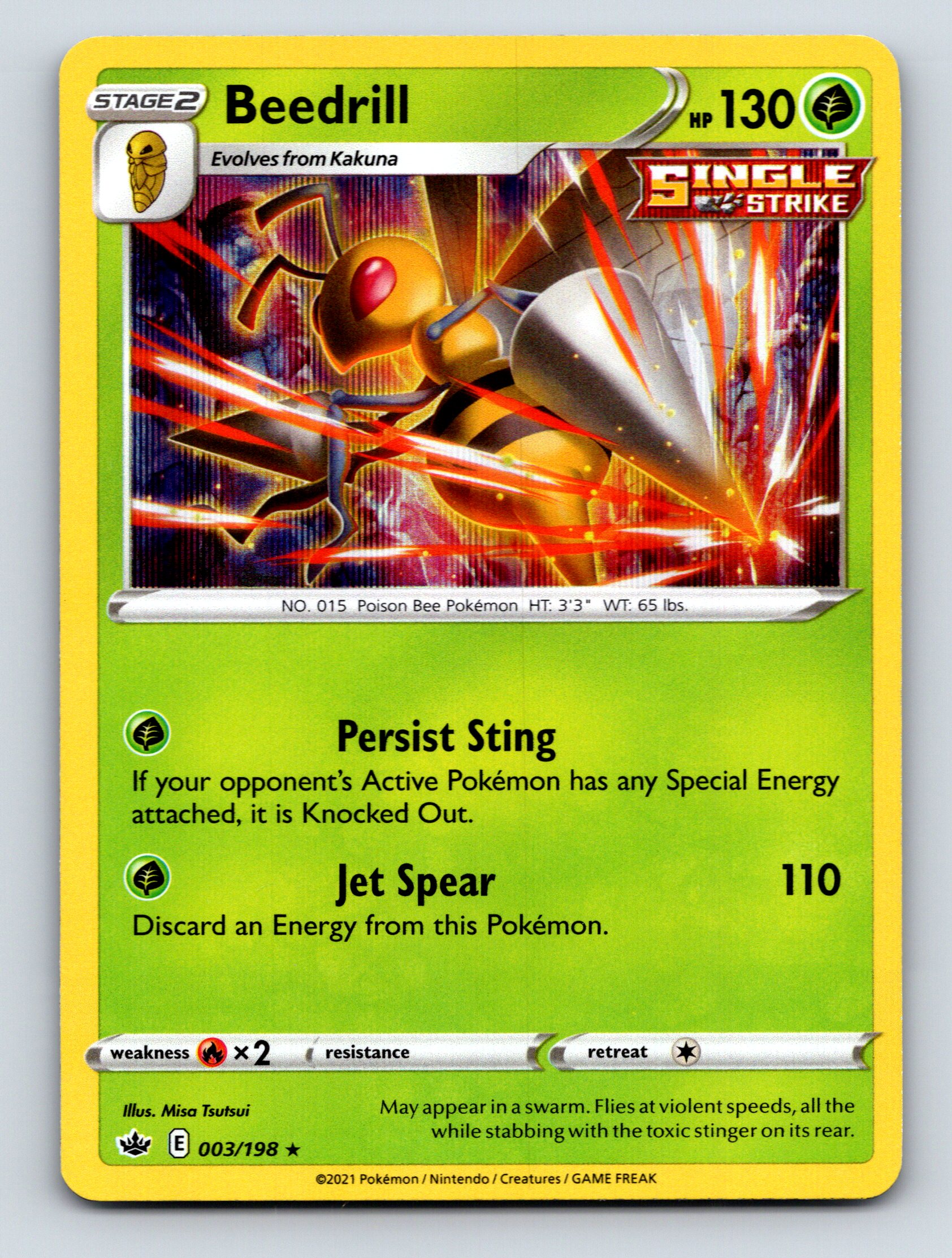 Stage 2 Beedrill HP 130 Persist Sting Jet Spear Rarity Green