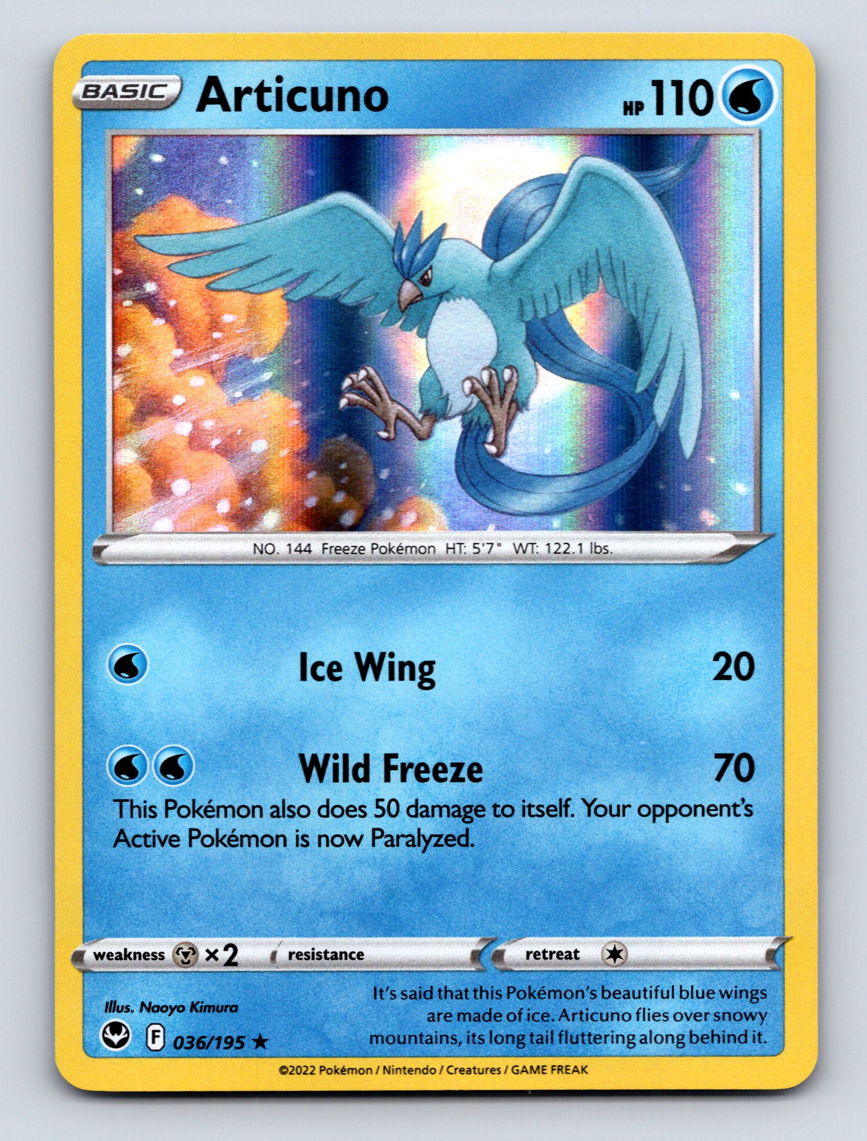 Basic Articuno HP 110 Wild Freeze Attack Blue Pokémon Card Icy Wings
