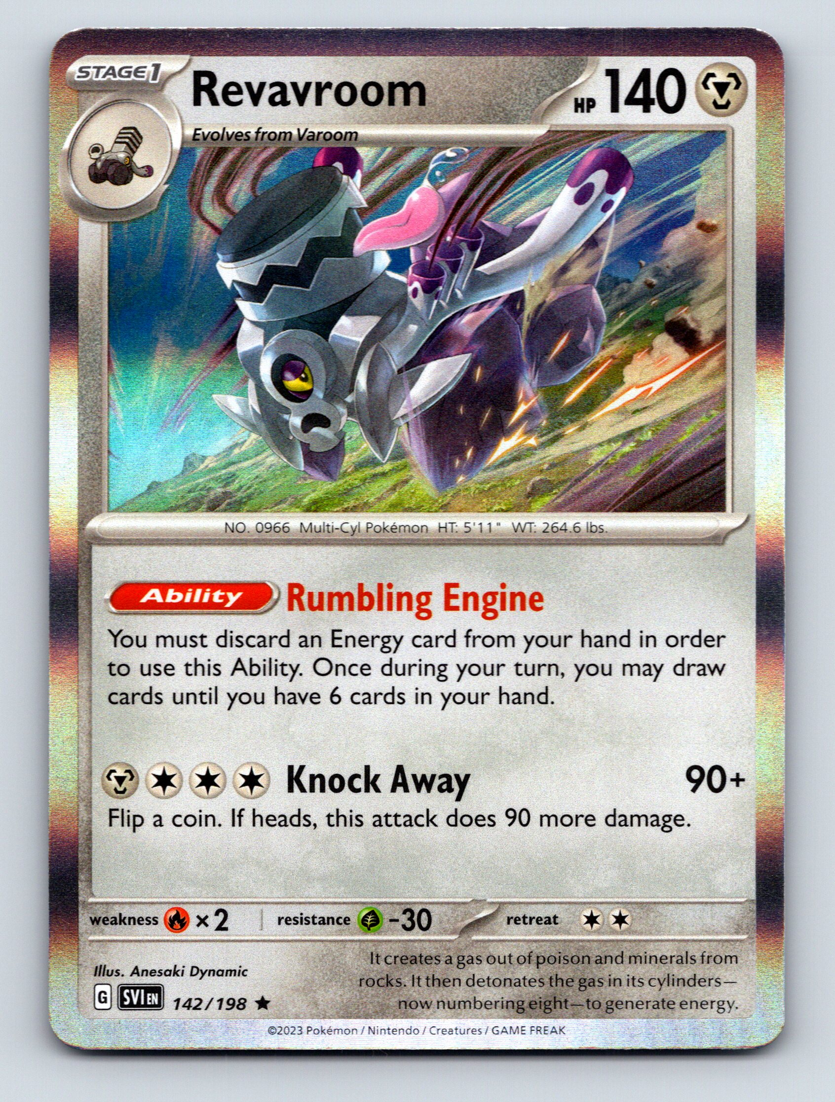 pokemon stage 1 card value Stage 1 Revavroom HP 140 Knock Away Attack Rarity MultiColor Pokémon