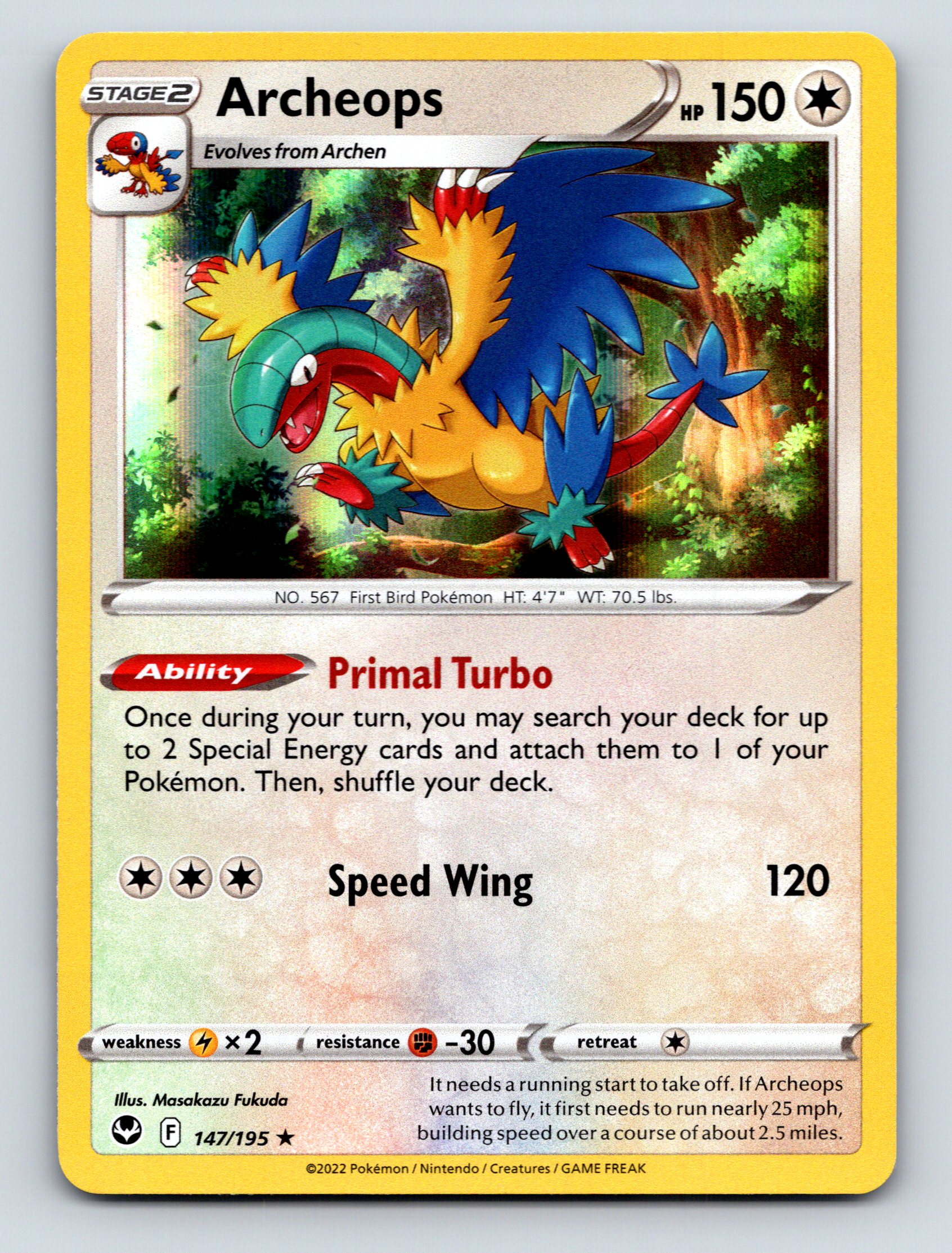 ポケモンバトル HP150 Stage 2 Archeops HP 150 Primal Turbo Ability Speed Wing Attack
