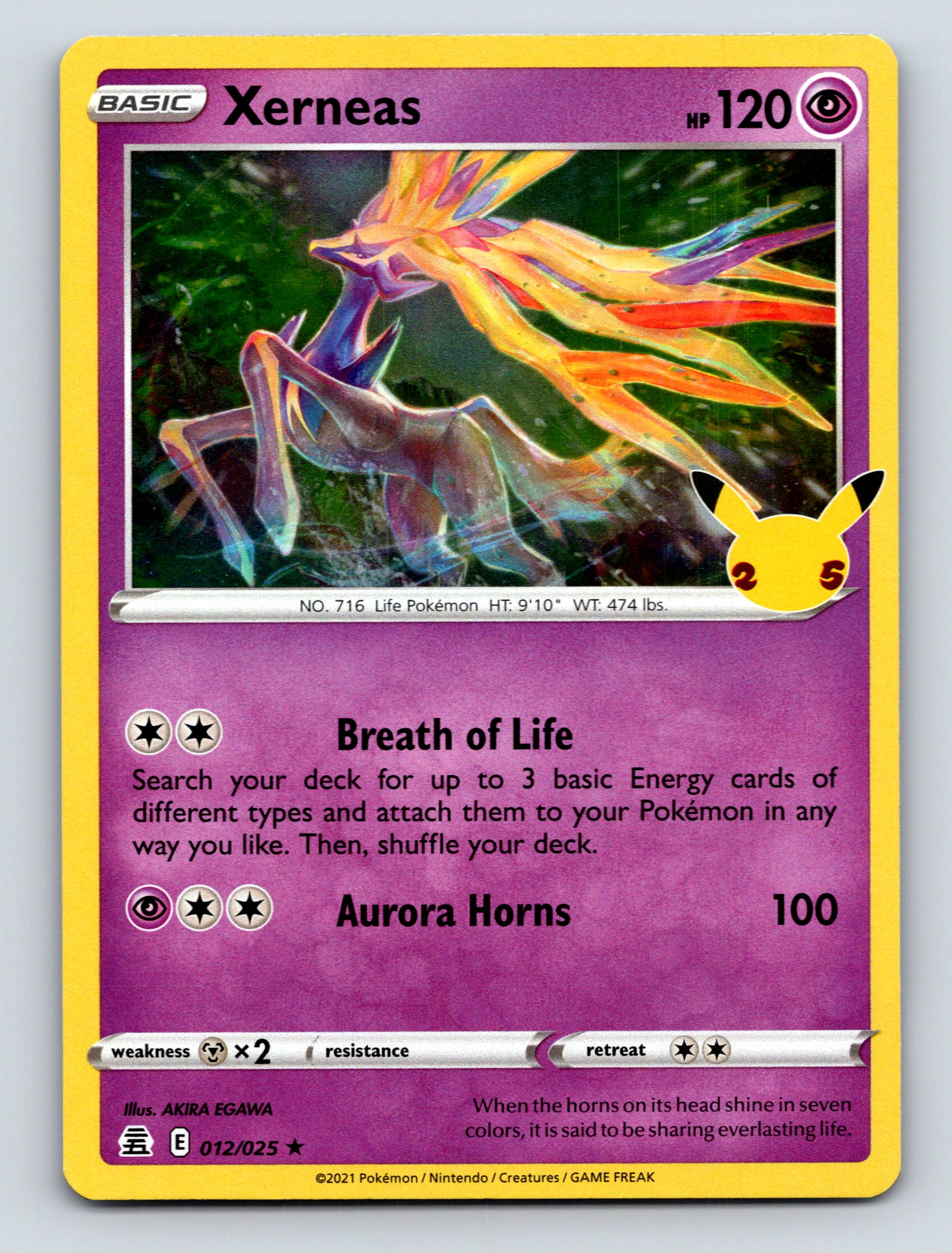 Basic Xerneas HP 120 Aurora Horns Attack Rarity Purple Vibrant