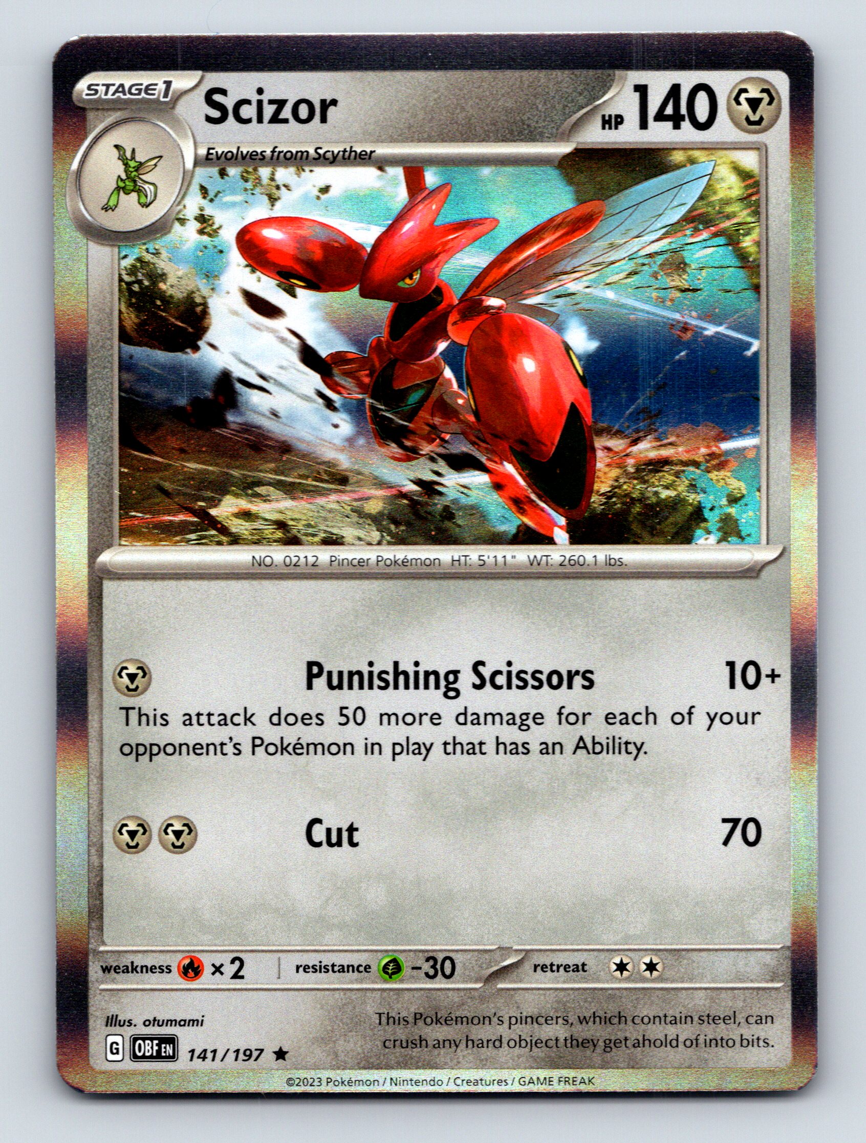 Stage 1 Scizor HP 140 Punishing Scissors Attack Rarity Red Pokémon