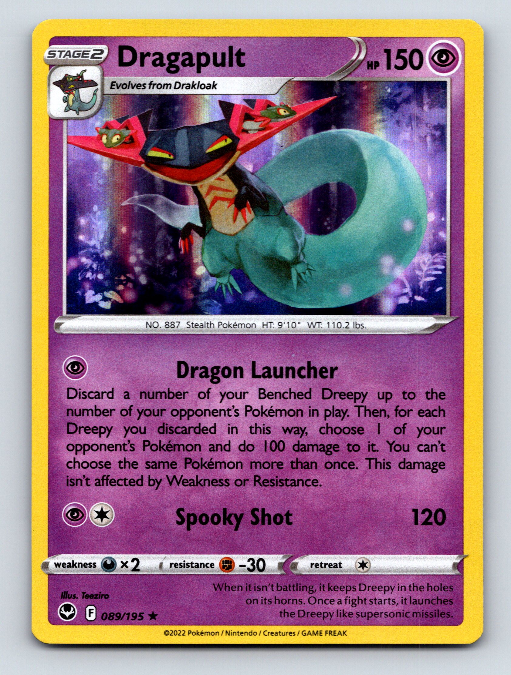 Stage 2 Dragapult HP 150 Spooky Shot Attack Rarity Purple Stealth