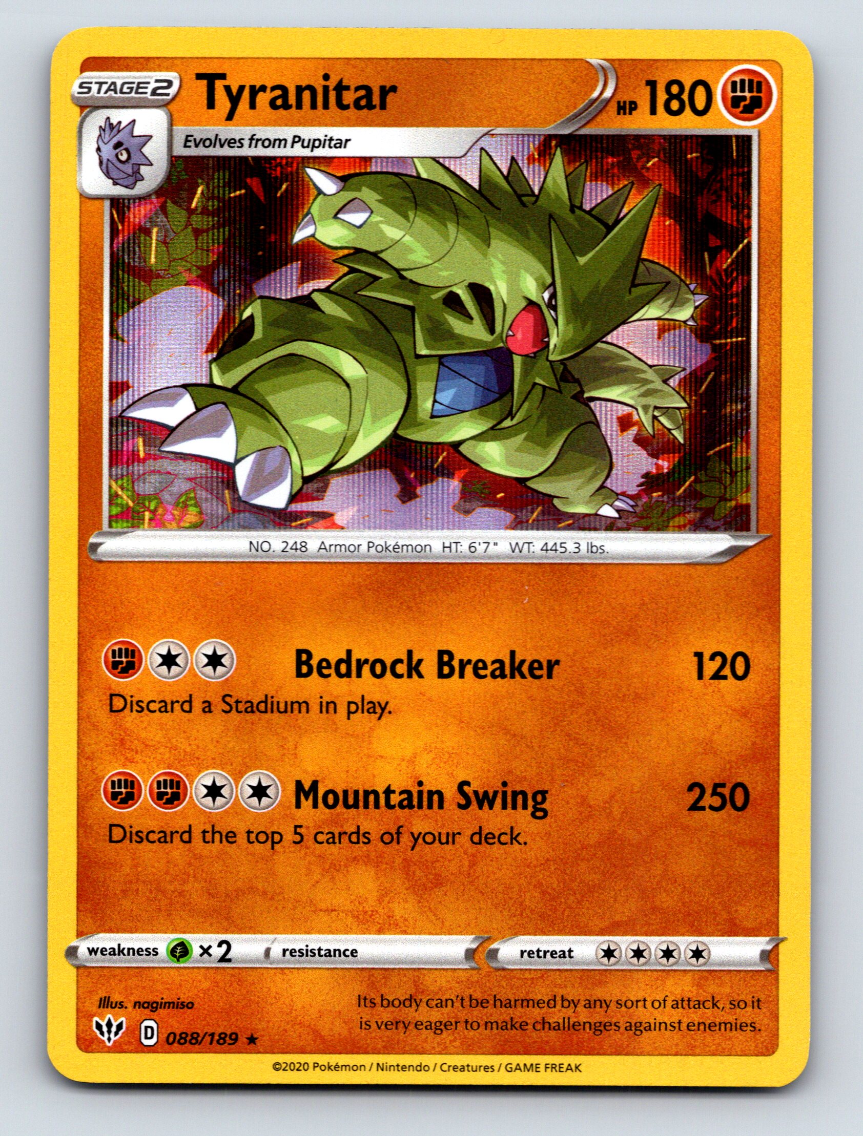 Stage 2 Tyranitar HP 180 Bedrock Breaker Attack Rarity Orange