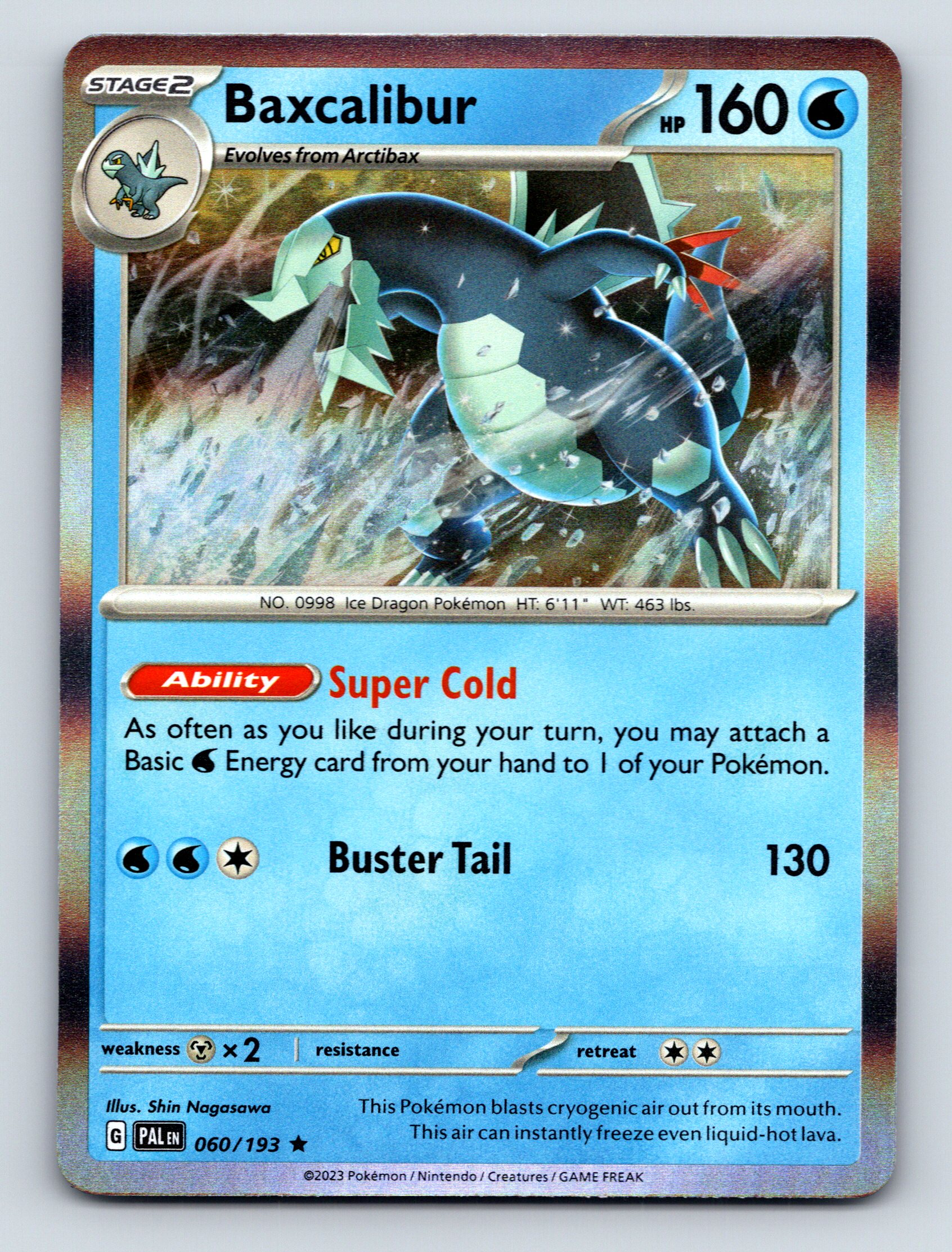 Stage 2 Baxcalibur HP 160 Buster Tail Attack Ice Blue Pokmon Card