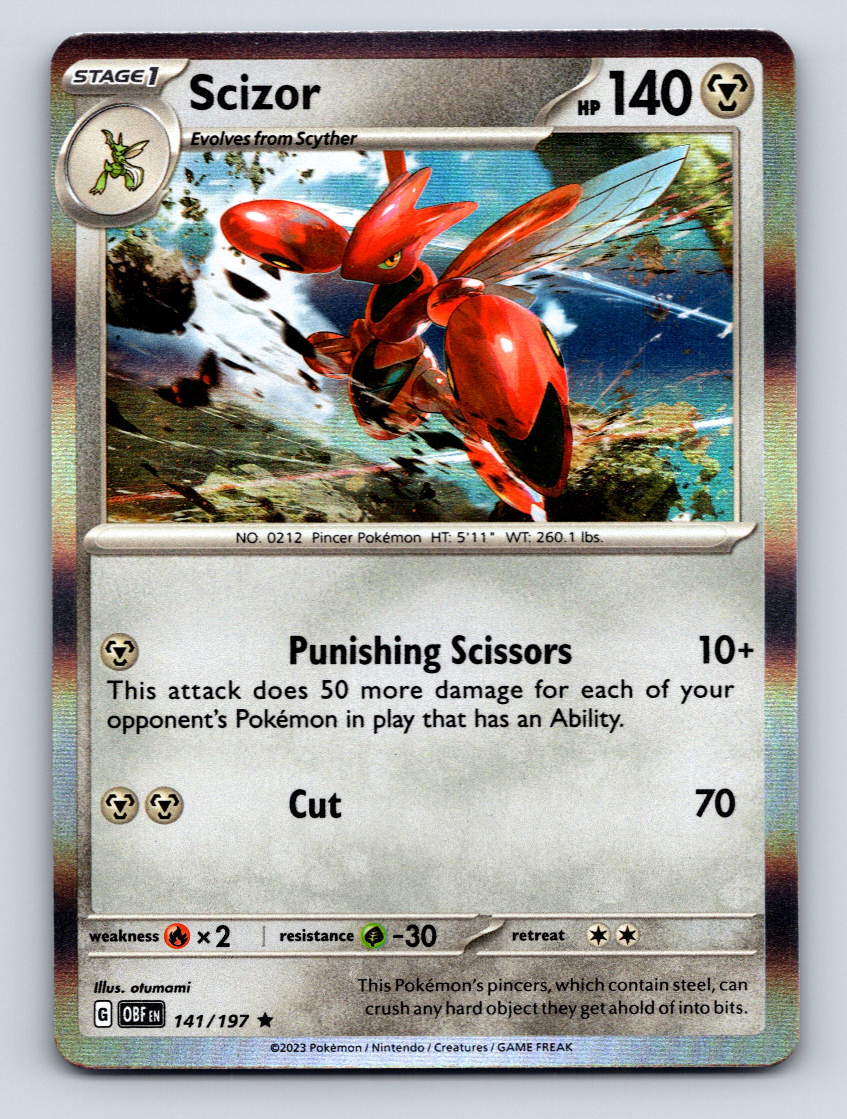 Stage 1 Scizor HP 140 Punishing Scissors Attack Pokémon Silver