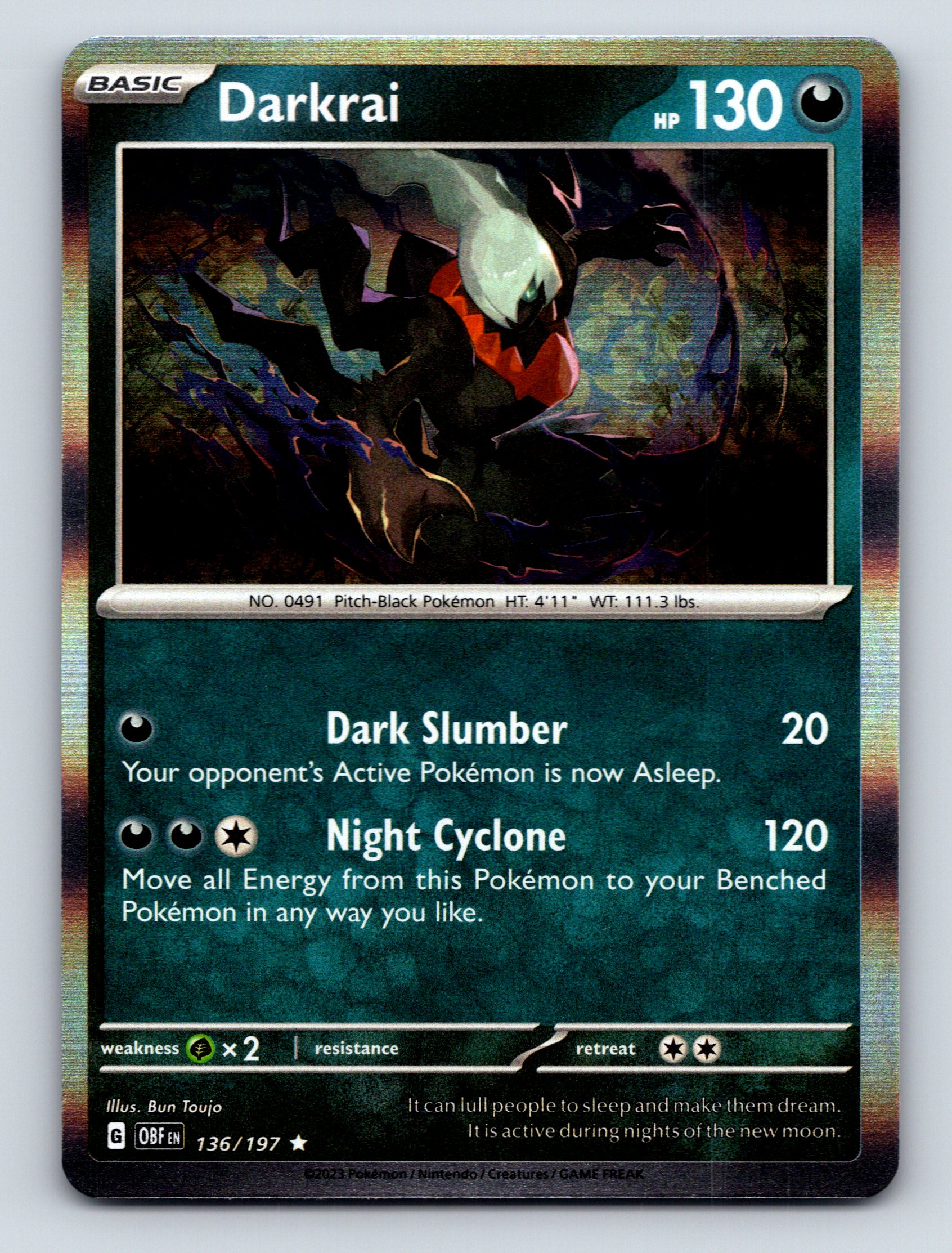 リーダーカード つな ATK40 HP130 Basic Darkrai HP 130 Night Cyclone Attack Rarity Black PitchBlack