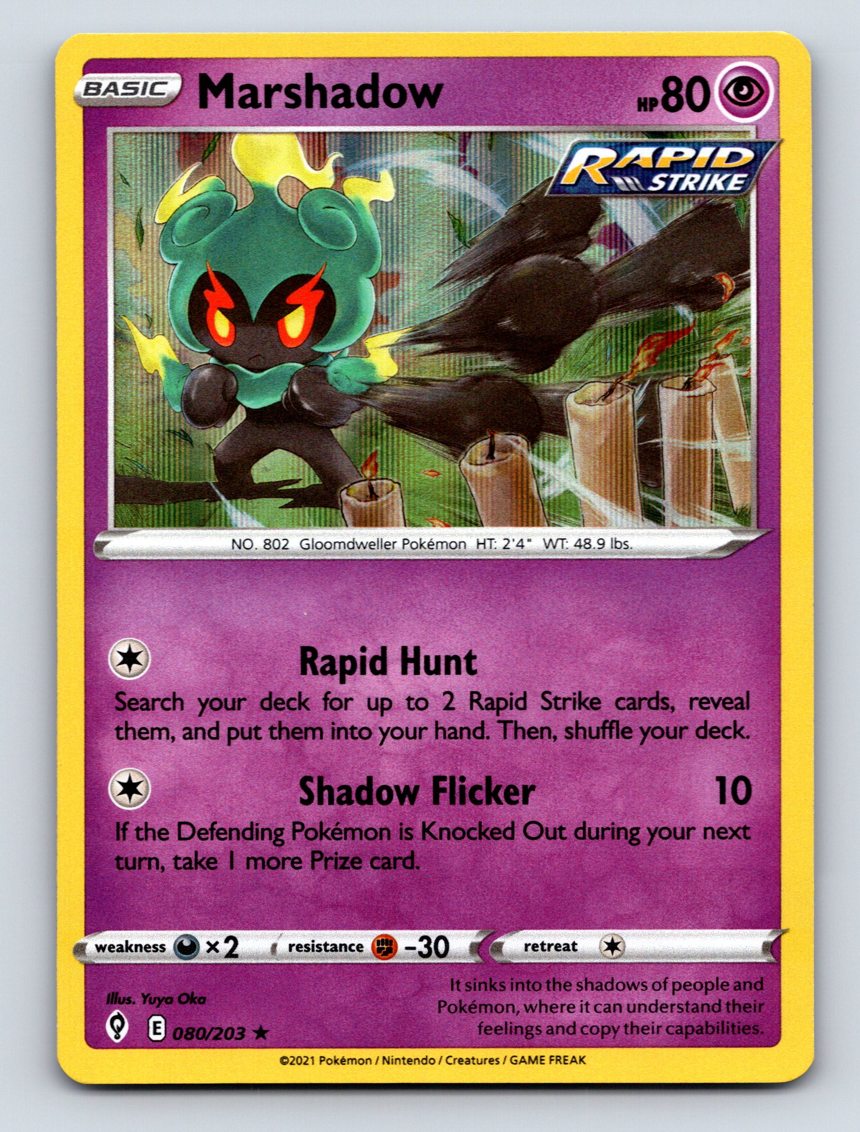 Basic Marshadow HP 80 Rapid Hunt Shadow Flicker Rarity Purple Mystical ...