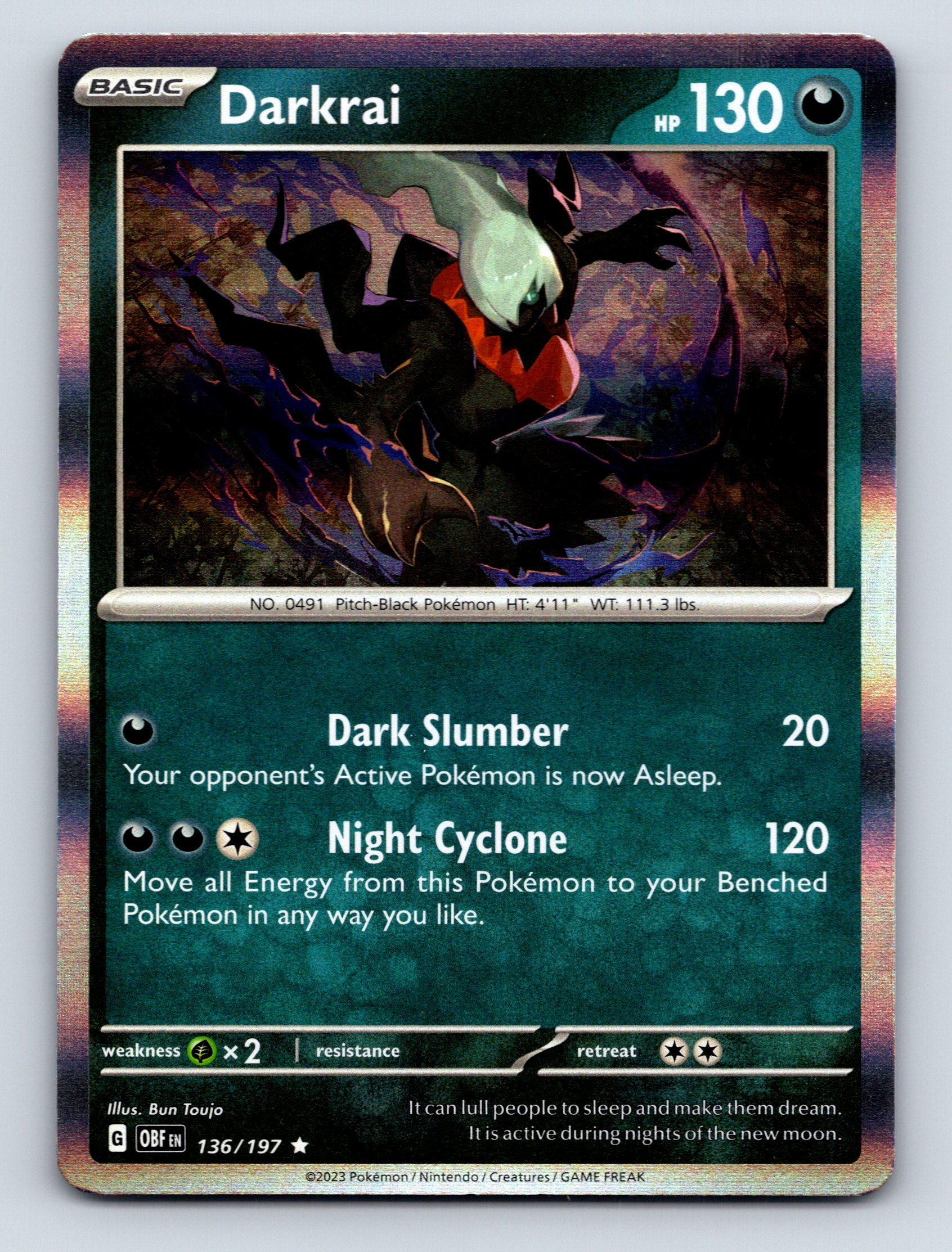 Basic Darkrai HP 130 Night Cyclone Attack PitchBlack Pokémon | eBay