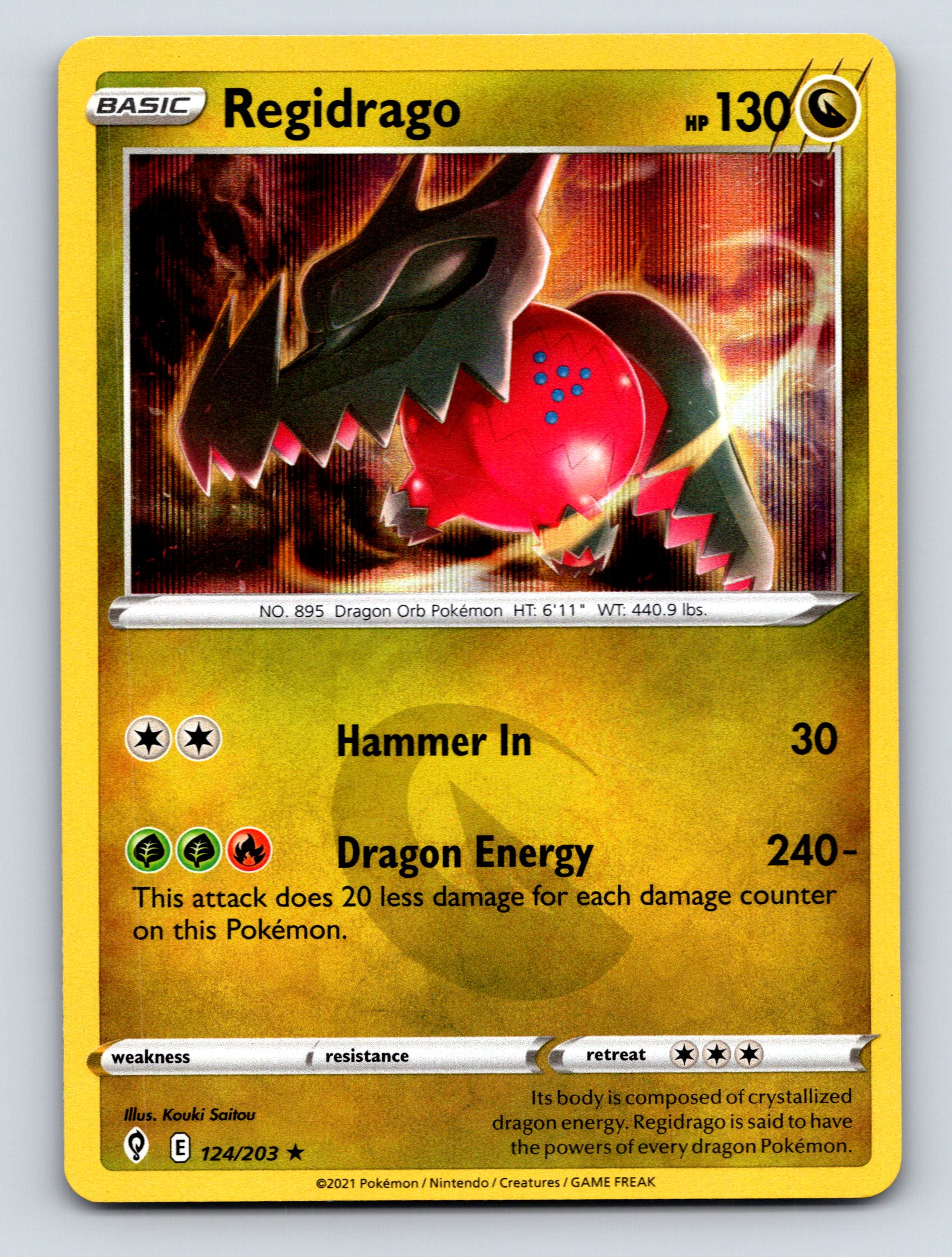 Basic Regidrago HP 130 Hammer In Dragon Energy Rarity Yellow