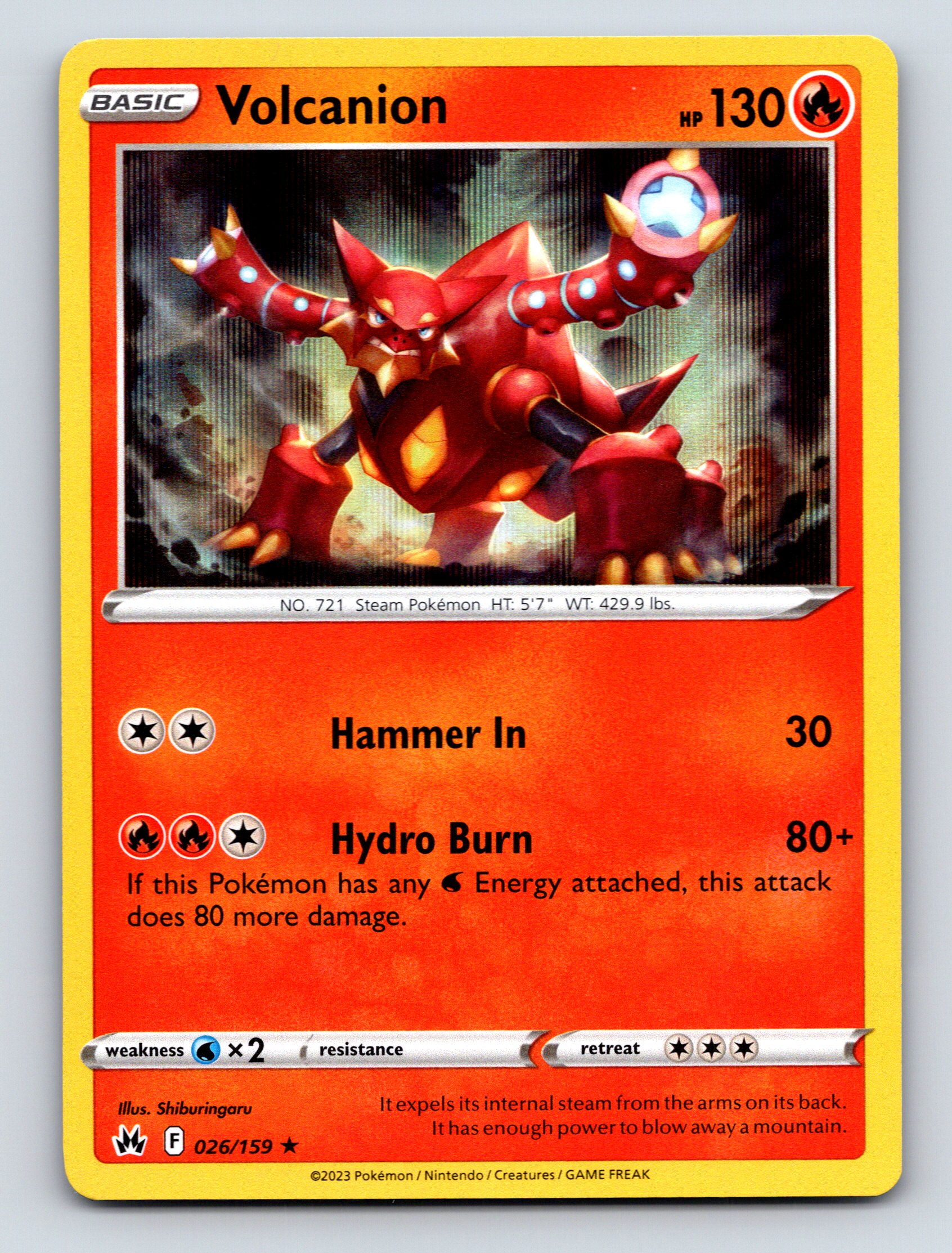 Basic Volcanion HP 130 Hydro Burn Attack Rarity Red Fiery Pokémon