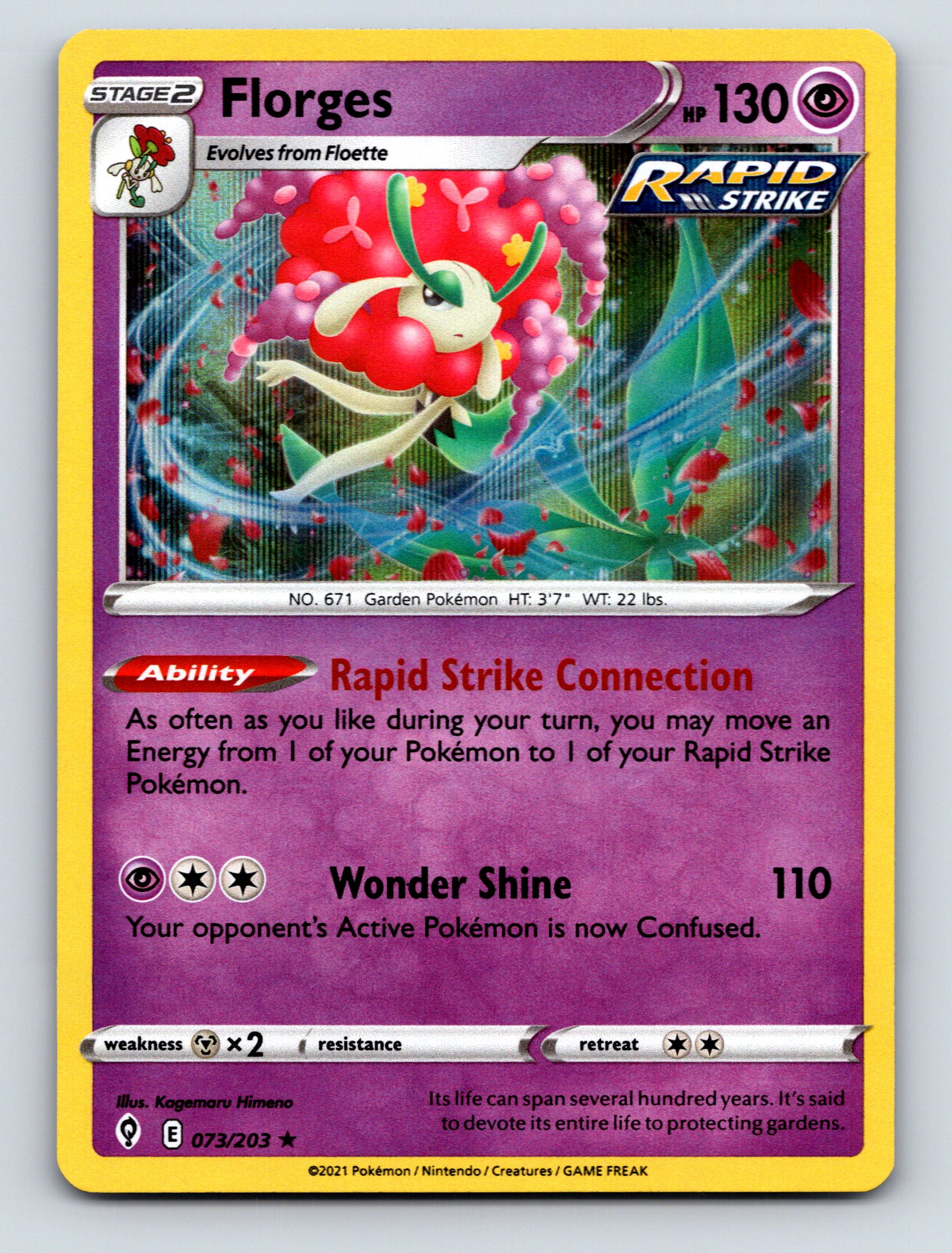 Stage 2 Florges HP 130 Rapid Strike Ability Wonder Shine Rarity Purple  Pokmon