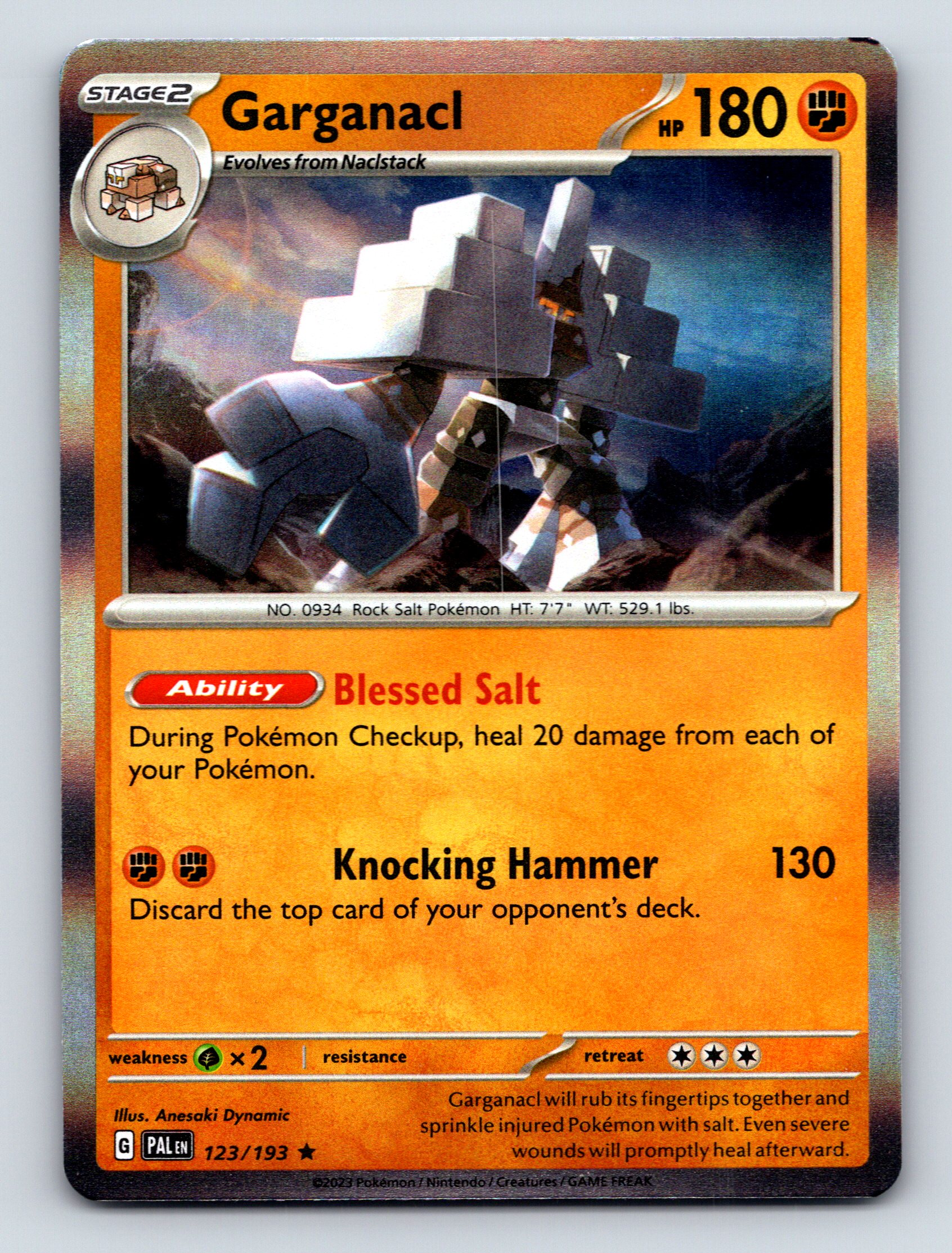 Stage 2 Garganacl HP 180 Knocking Hammer Attack Rarity Orange
