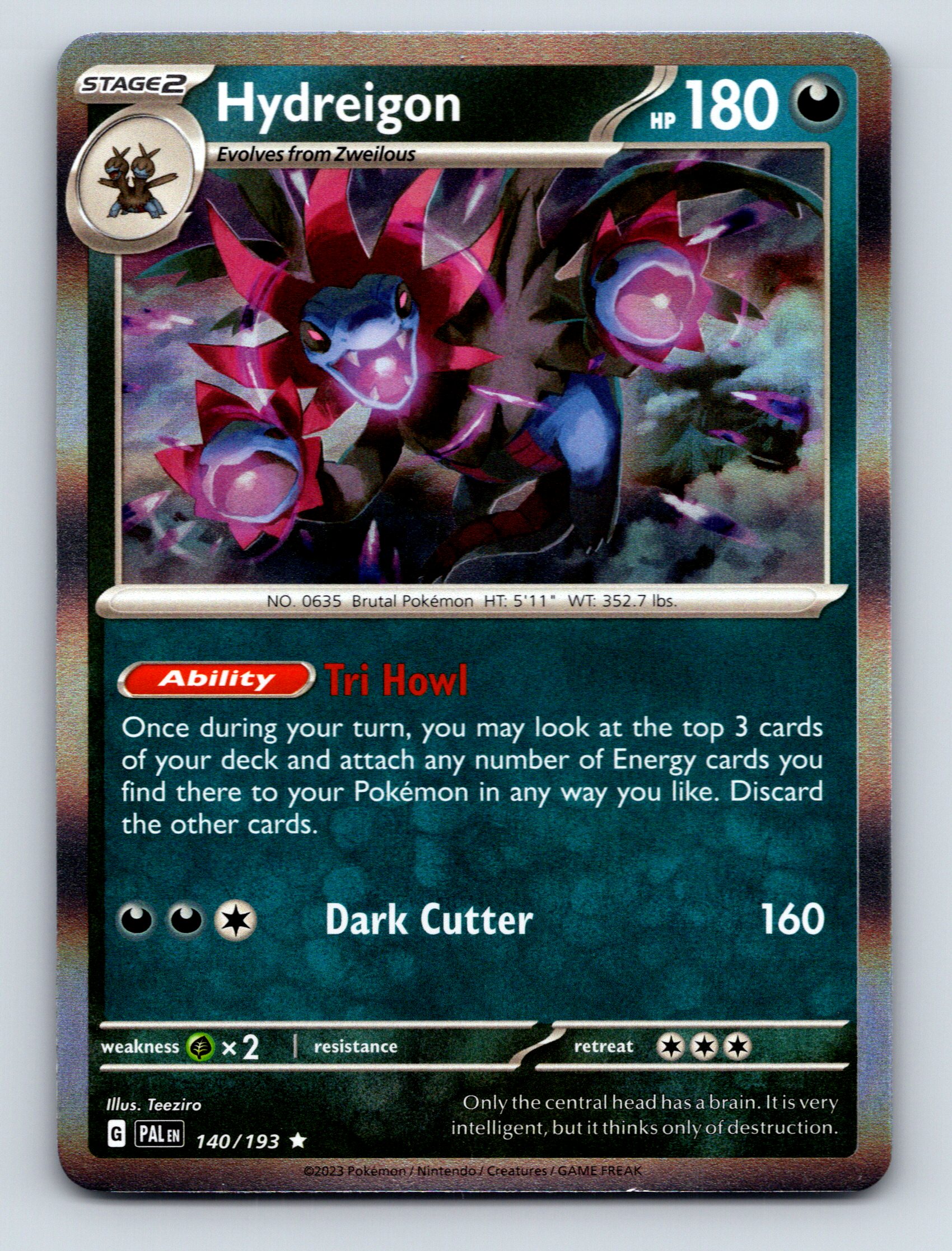 Stage 2 Hydreigon HP 180 Tri Howl Dark Cutter Dark Pokémon