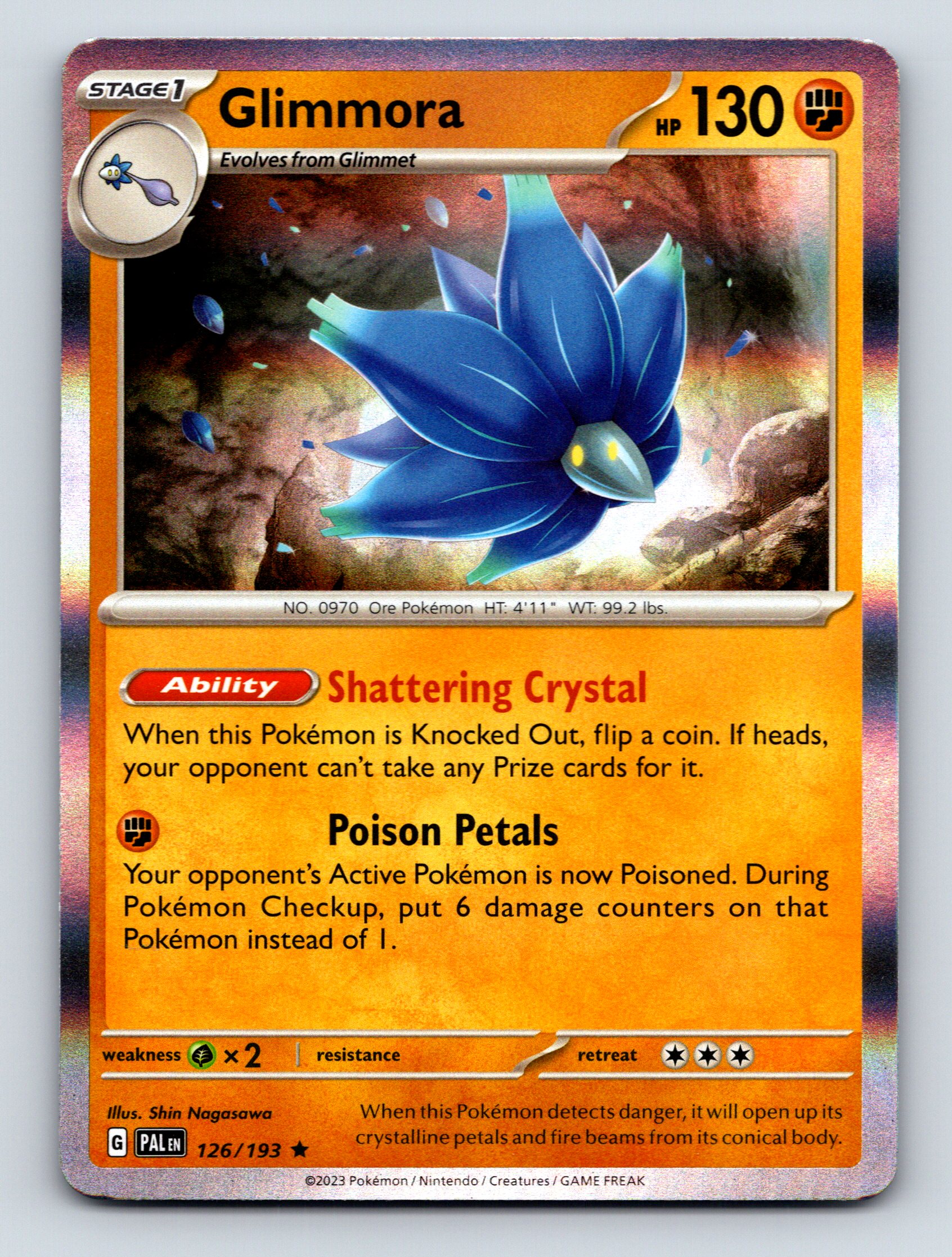 Stage 1 Glimmora HP 130 Shattering Crystal Poisons Fighting Red