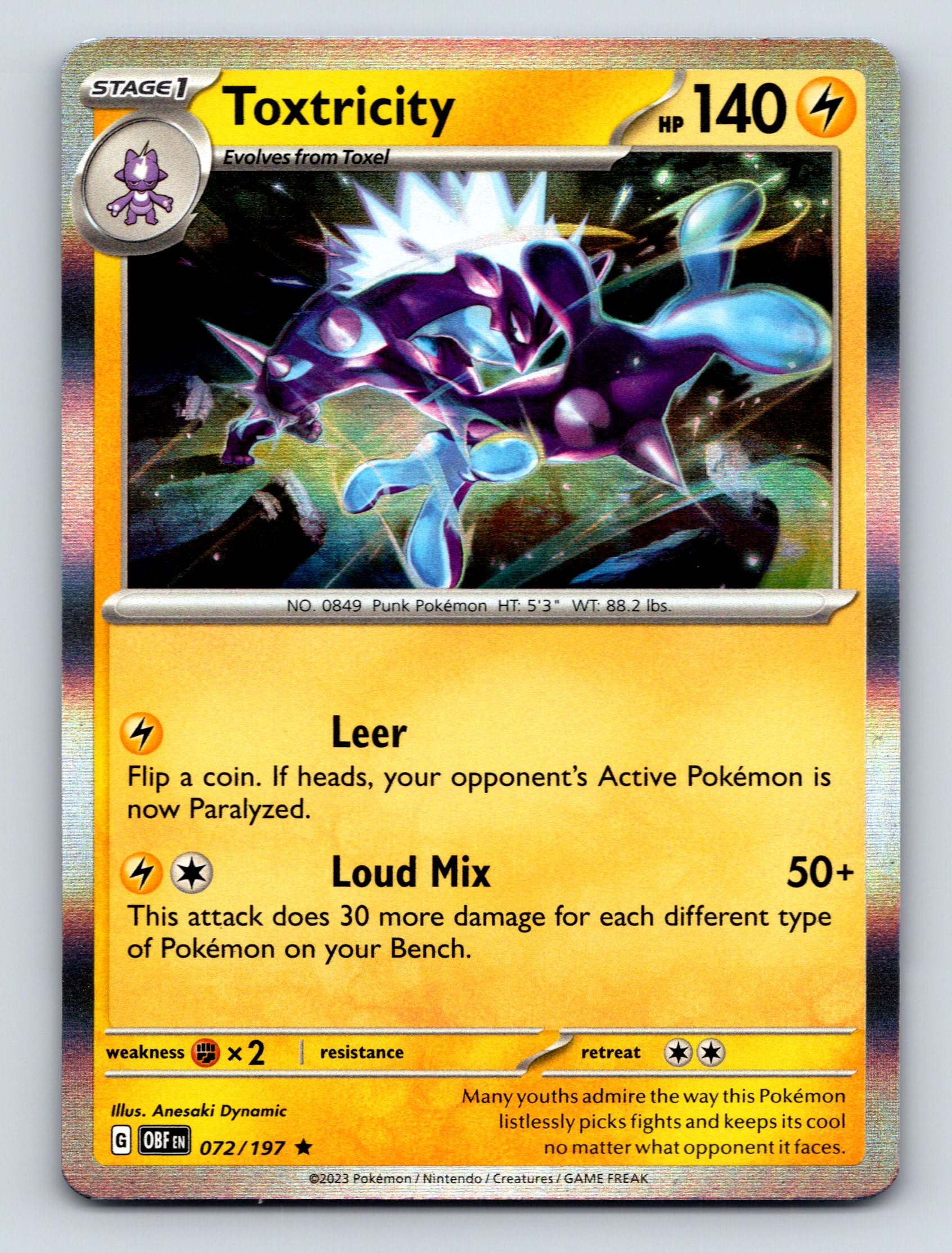 Stage 1 Toxtricity HP 140 Leer Loud Mix Rarity Yellow Vibrant