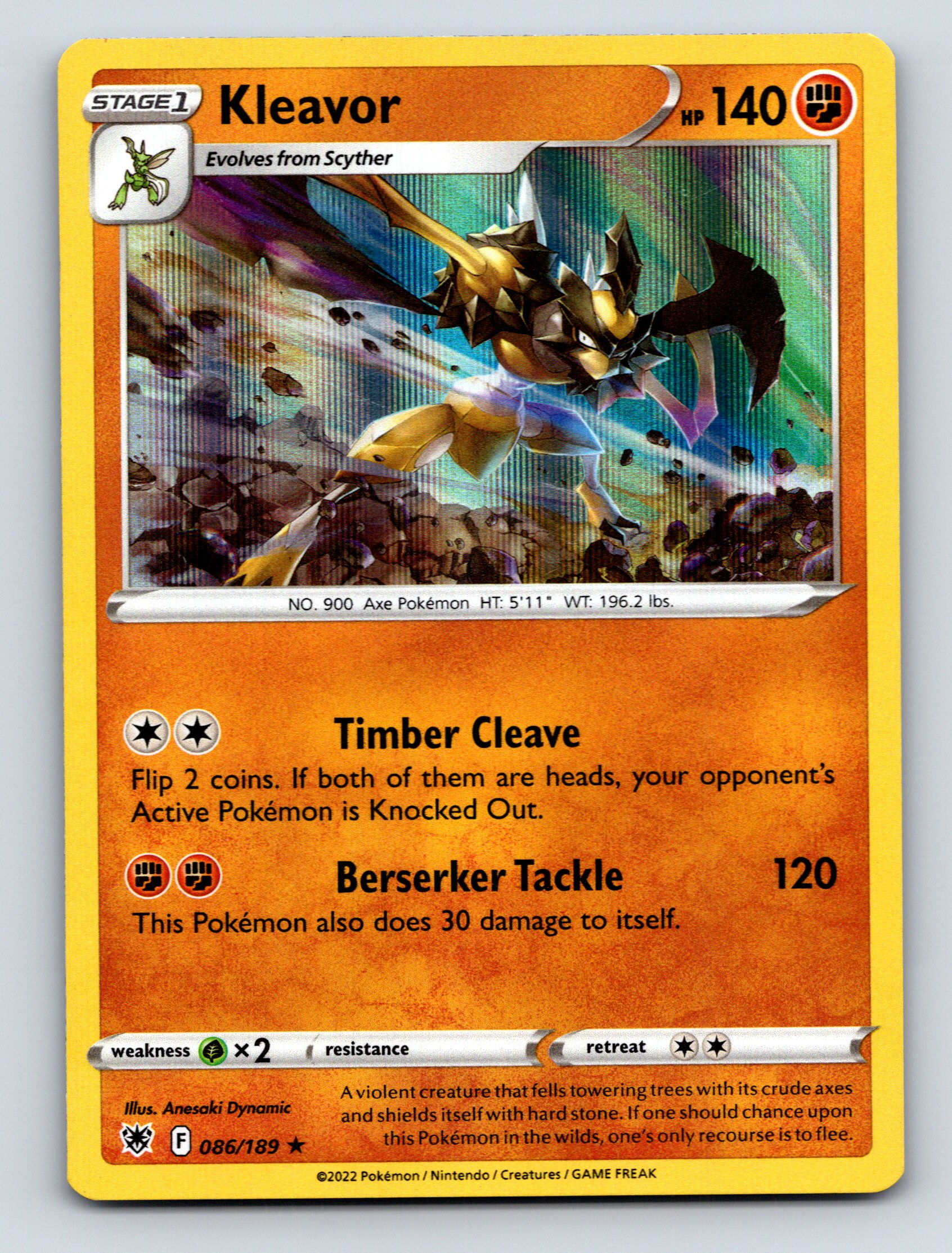 Stage 1 Kleavor HP 140 Berserker Tackle Attack Rarity Orange