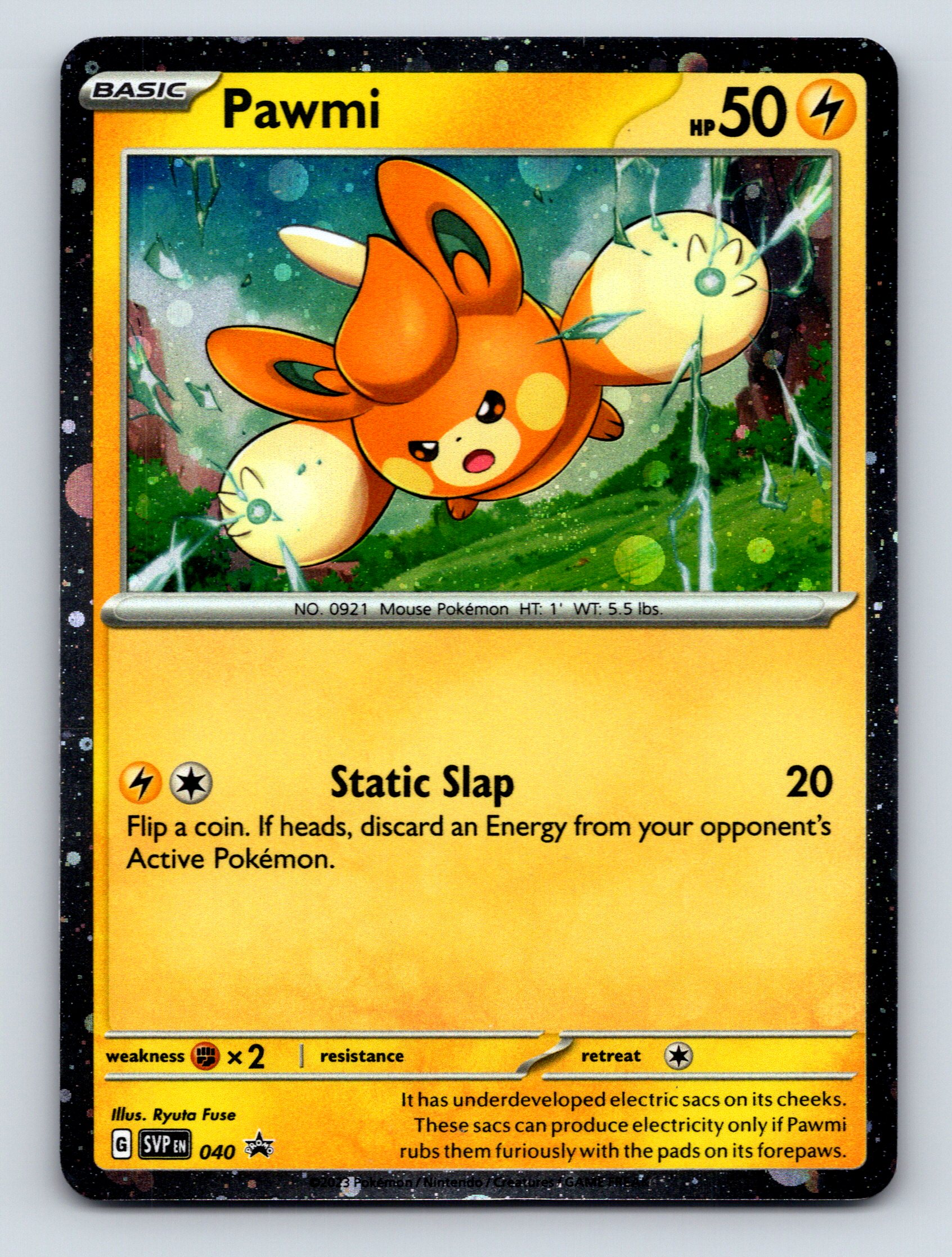 pawmi pokemon cards Basic Pawmi HP 50 Static Slap Attack Yellow Energetic Pokémon Card