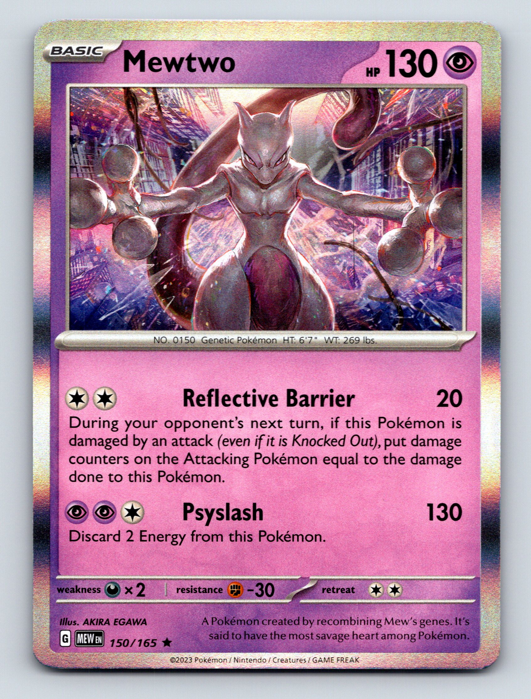 Basic Mewtwo HP 130 Reflective Barrier Attack Rare Purple