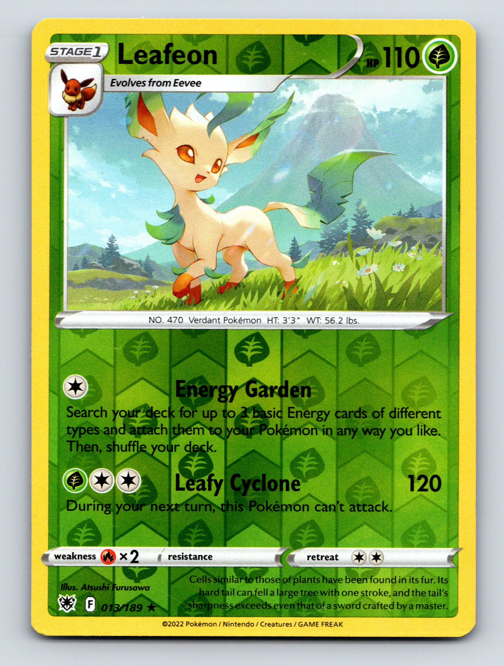 Stage 1 Leafeon HP 110 Leafy Cyclone Attack Verdant Pokémon Card