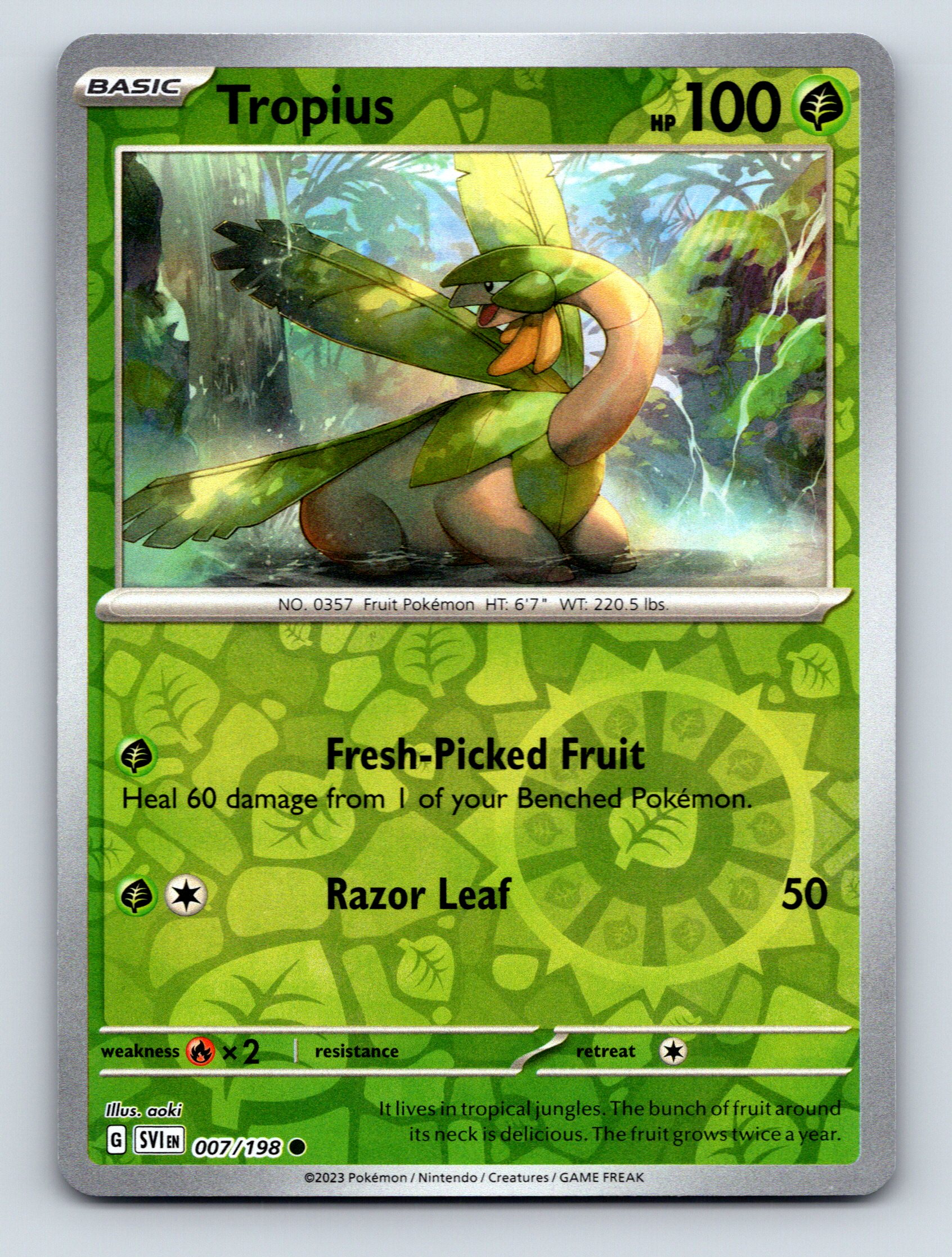 Basic Tropius HP 100 FreshPicked Fruit Razor Leaf Rarity Green Pokémon ...