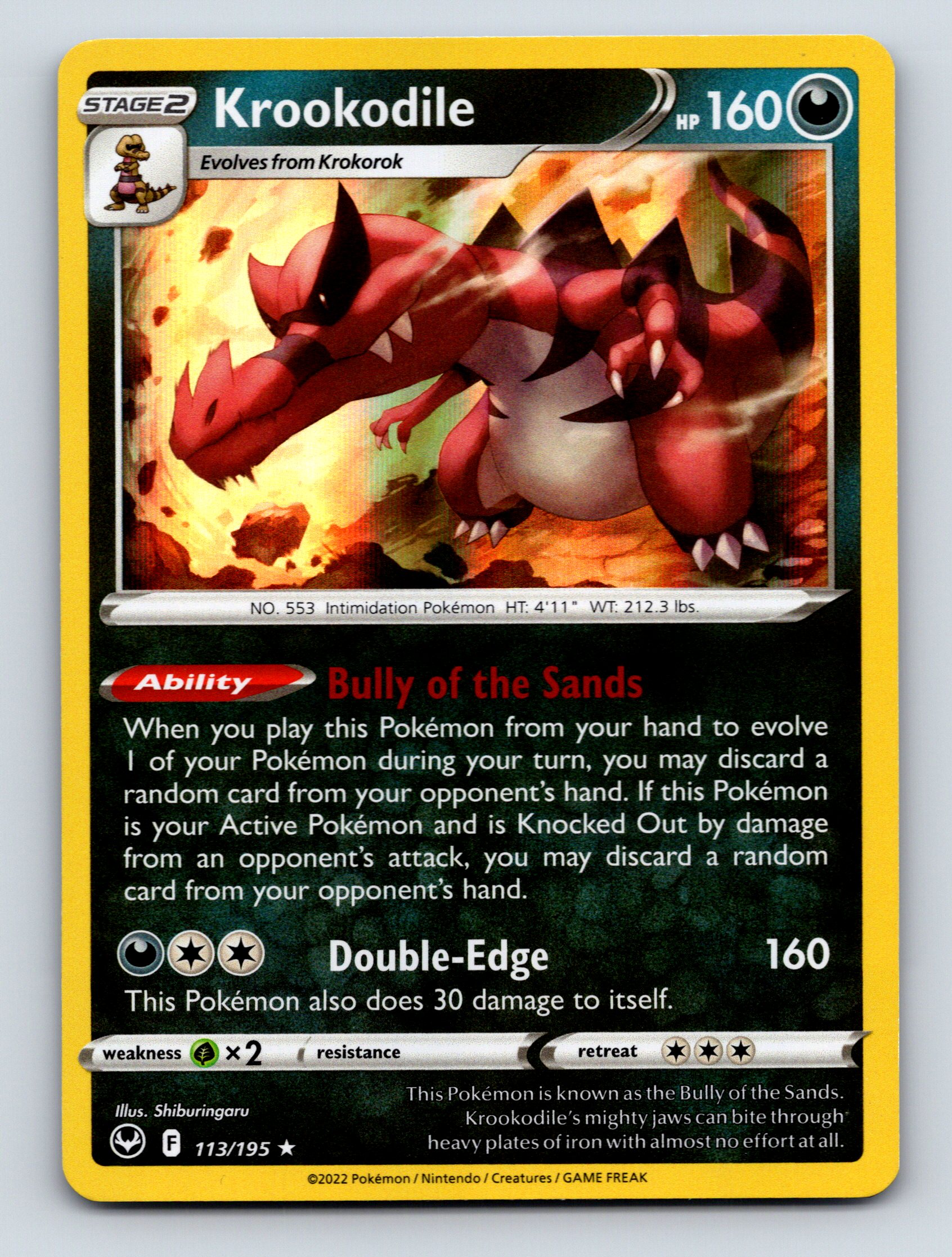 Stage 2 Krookodile HP 160 Bully Of The Sands Ability Dark Pokémon