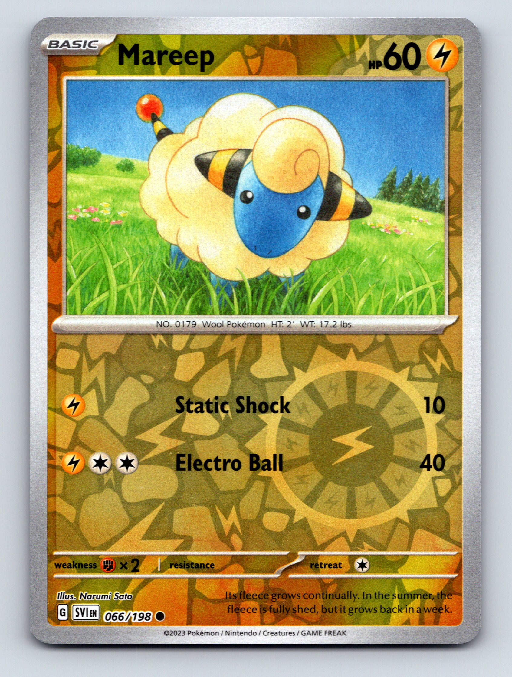 Basic Mareep HP 60 Static Shock Electro Ball Rarity Yellow Pokémon
