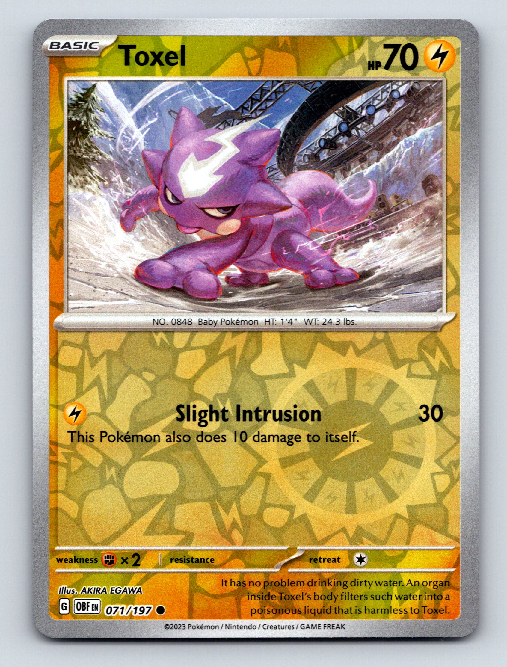 Basic Toxel HP 70 Slight Intrusion Attack Pokémon Card Yellow