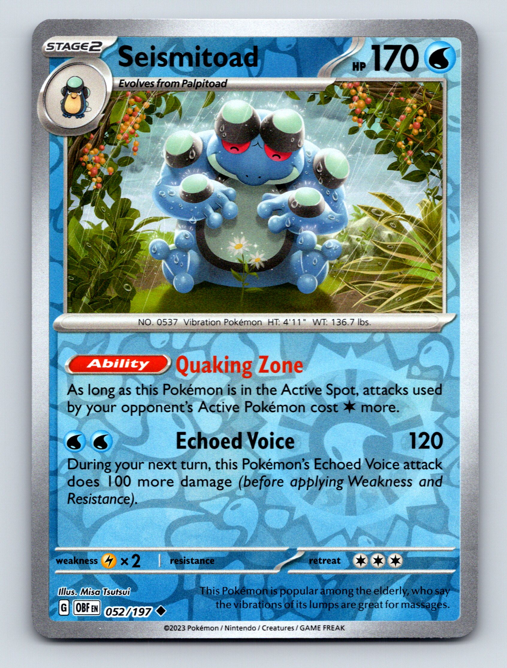 Stage 2 Seismitoad HP 170 Echoed Voice Quaking Zone Blue Pokémon