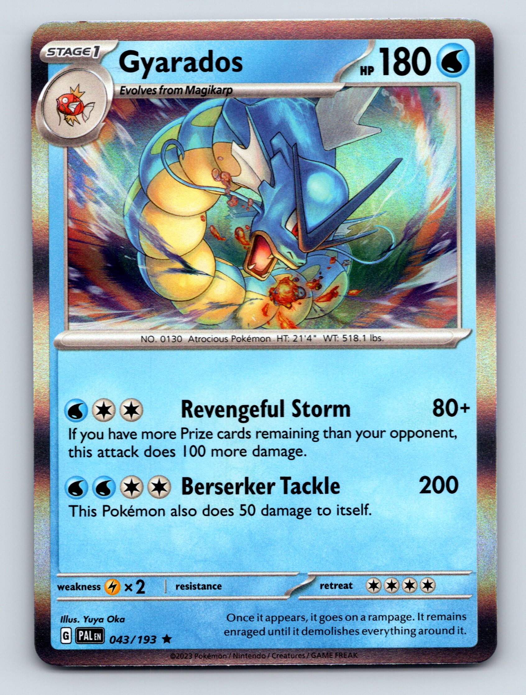 Stage 1 Gyarados HP 180 Revengeful Storm Attack Rarity Blue Pokémon