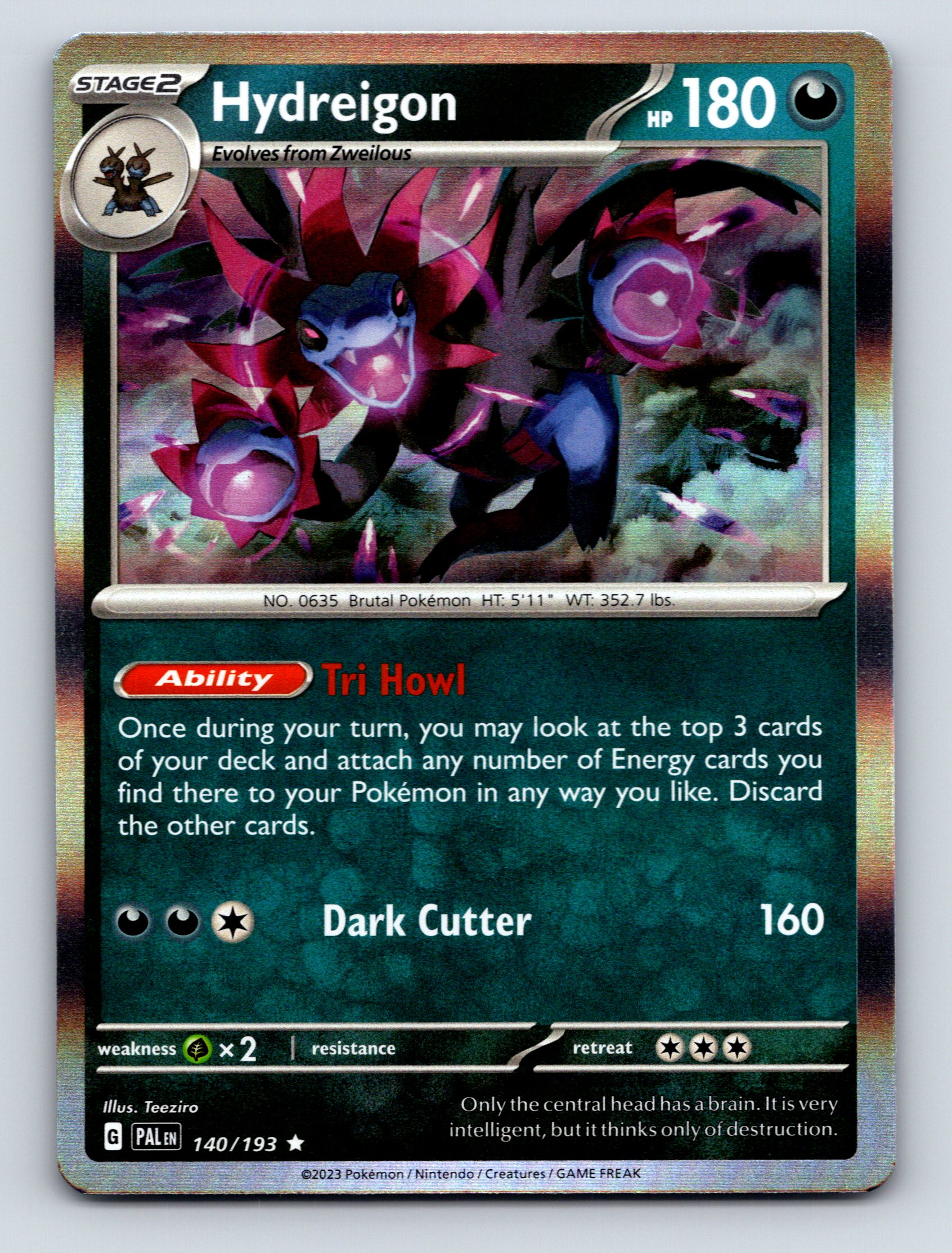 Stage 2 Hydreigon HP 180 Dark Cutter Attack Rarity Dark Pokémon