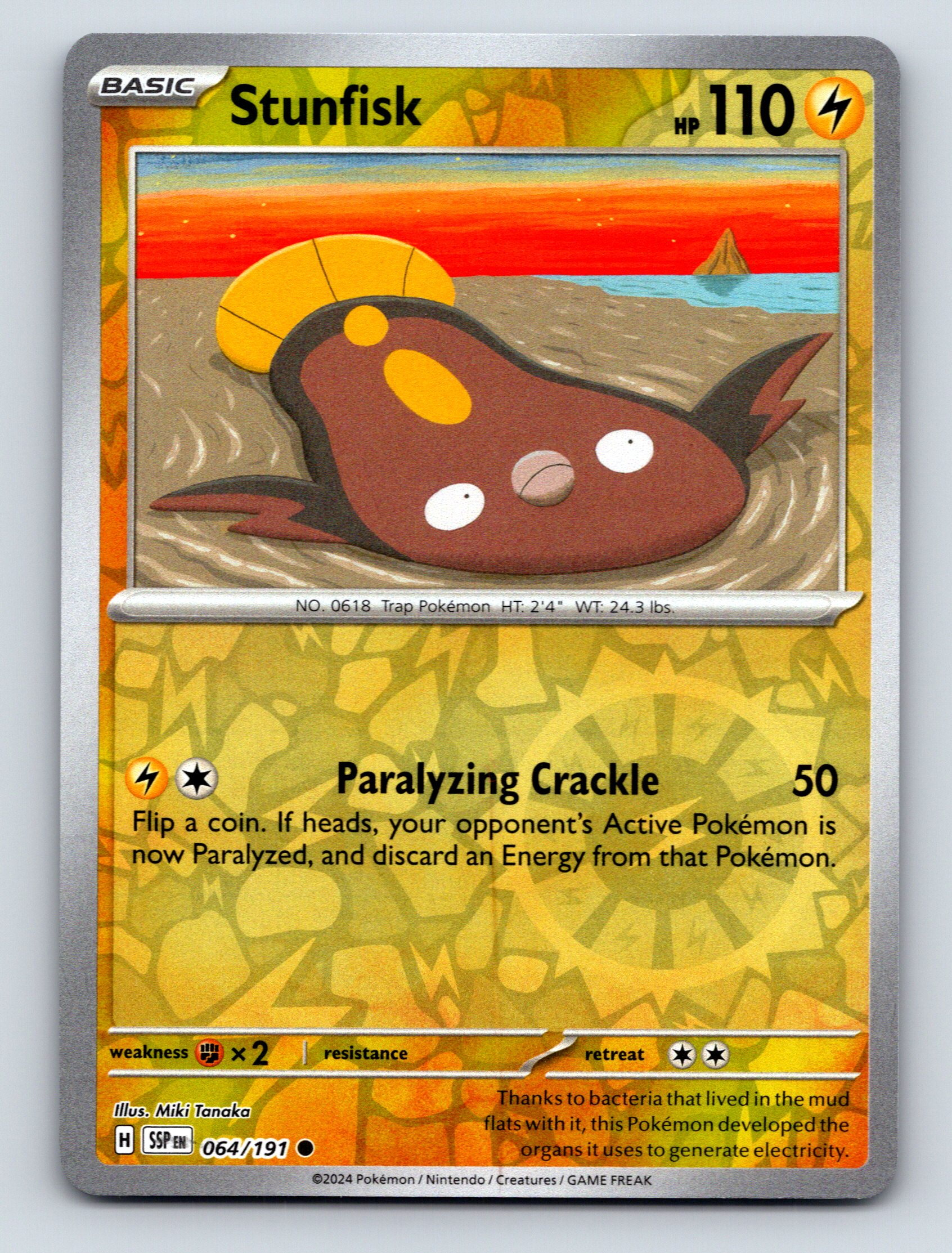 Basic Stunfisk HP 110 Paralyzing Crackle Attack Unique Lightning