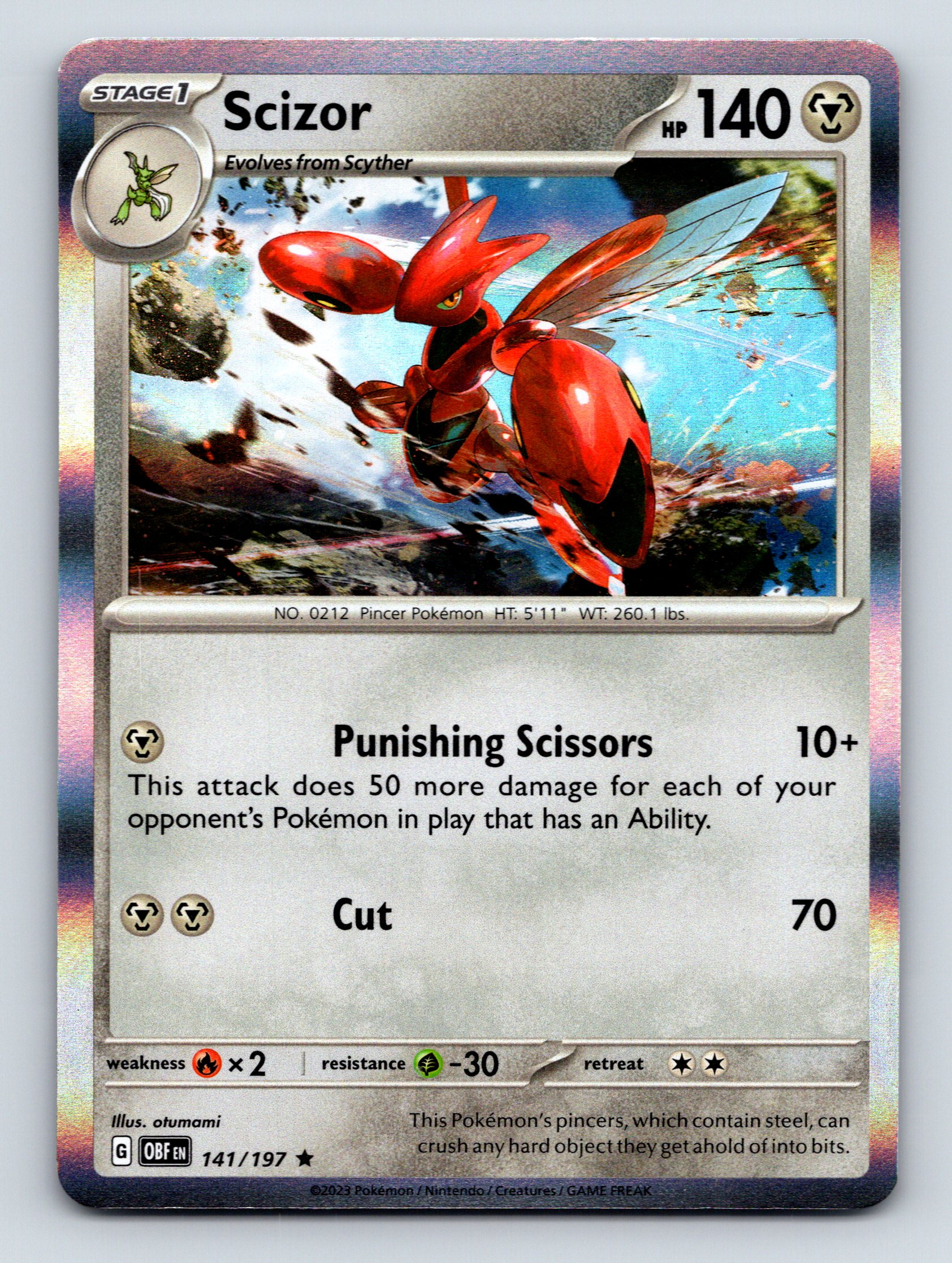 Stage 1 Scizor HP 140 Punishing Scissors Attack Rare Steel Pokémon
