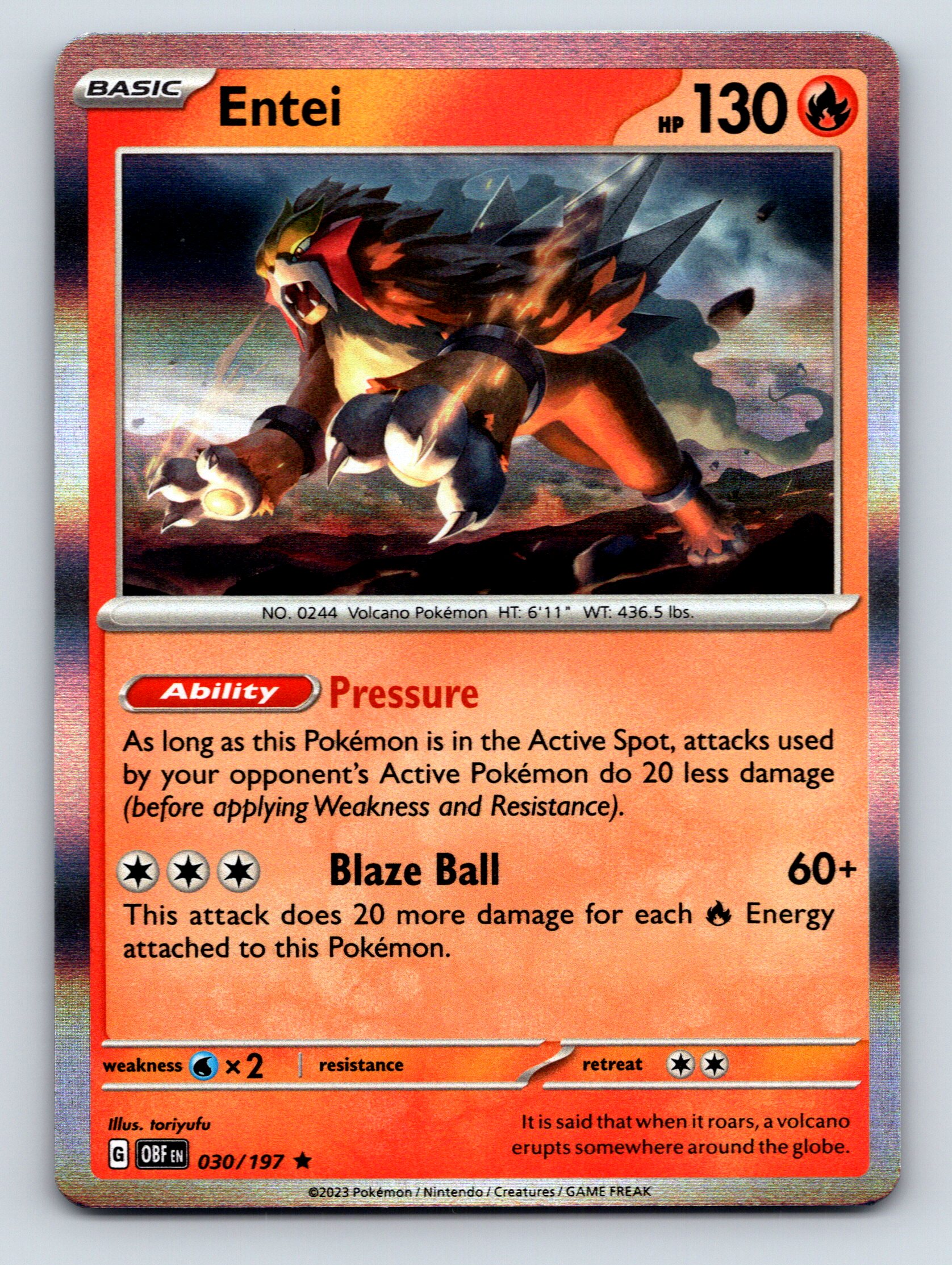 Basic Entei HP 130 Blaze Ball Attack Volcano Pokémon Red Image | eBay