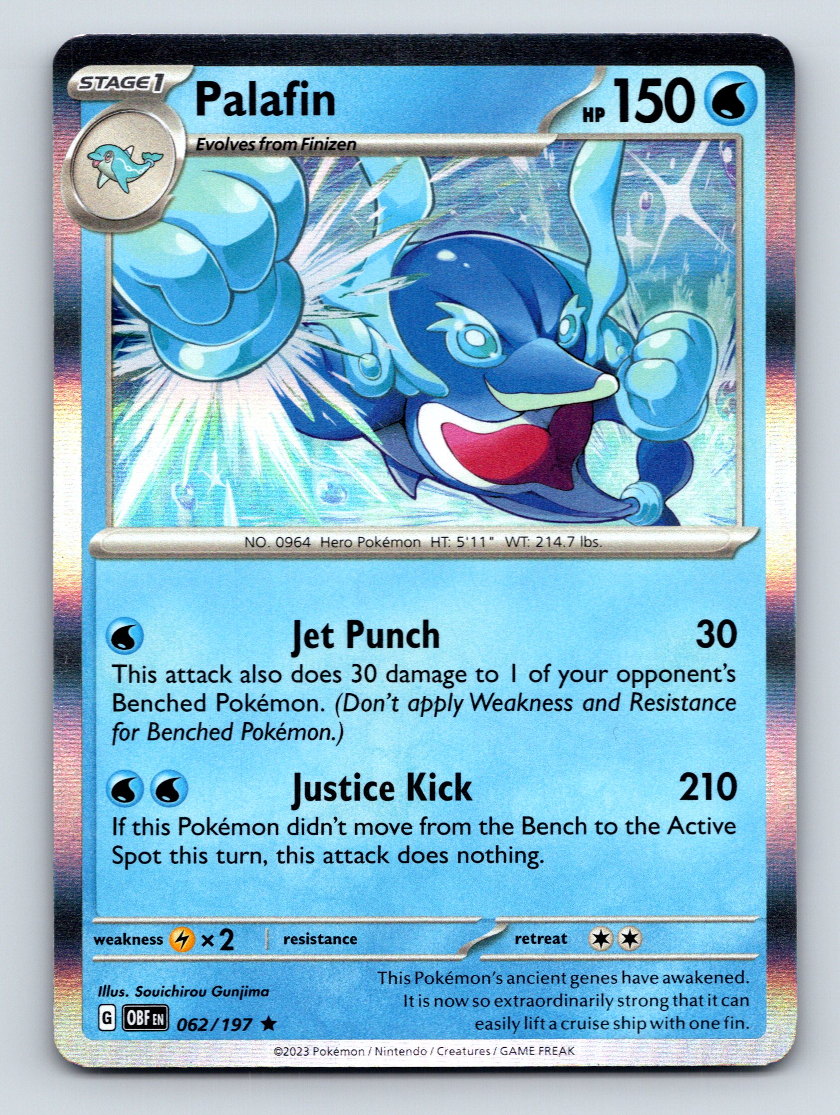 Stage 1 Palafin HP 150 Justice Kick Attack Rarity Blue Pokémon | eBay