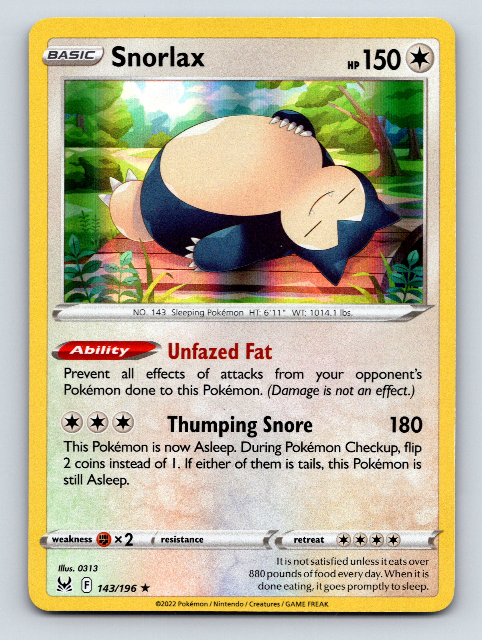 Basic Snorlax HP 150 Thumping Snore Rarity Colorful Pokémon Card