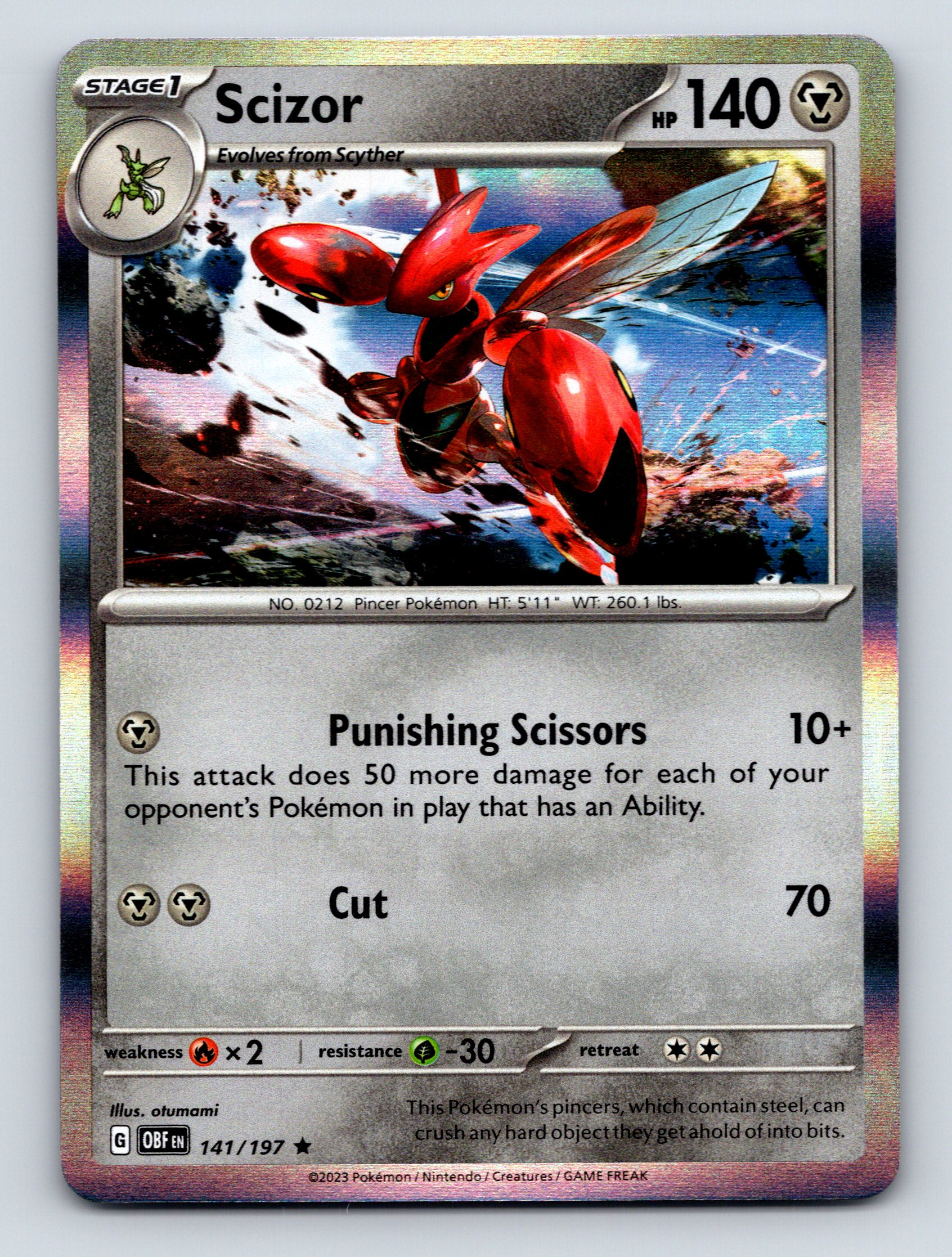 Stage 1 Scizor HP 140 Punishing Scissors Attack Rarity Steel