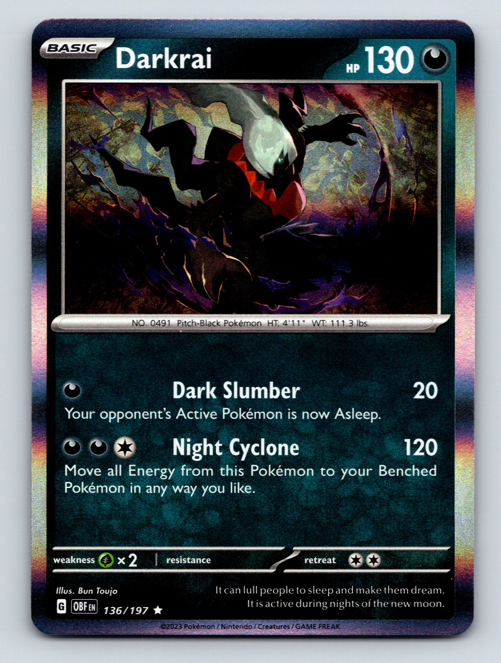 Basic Darkrai HP 130 Dark Slumber Attack Rare Colorless Pokmon Card | eBay