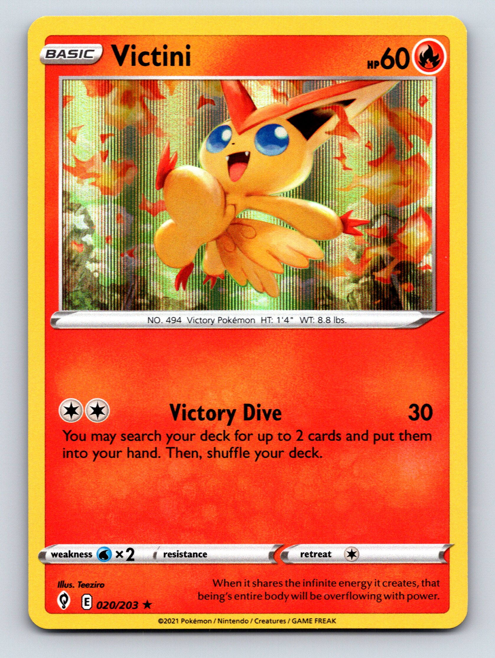 Basic Victini HP 60 Victory Dive Attack Rarity Red Colorful