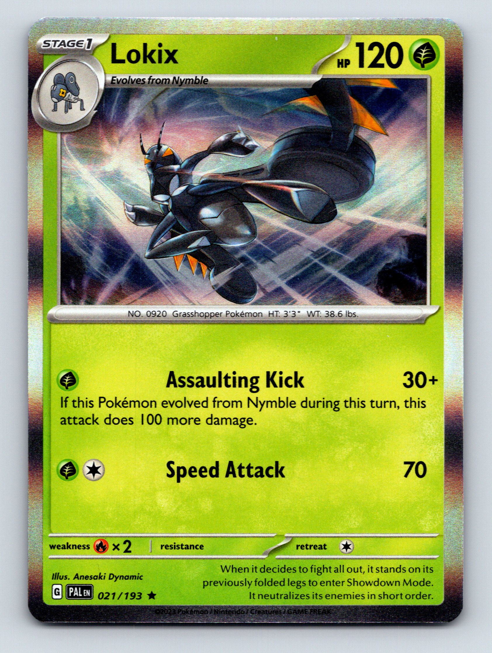 Stage 1 Lokix HP 120 Speed Attack Star Rarity Green Pokémon Card