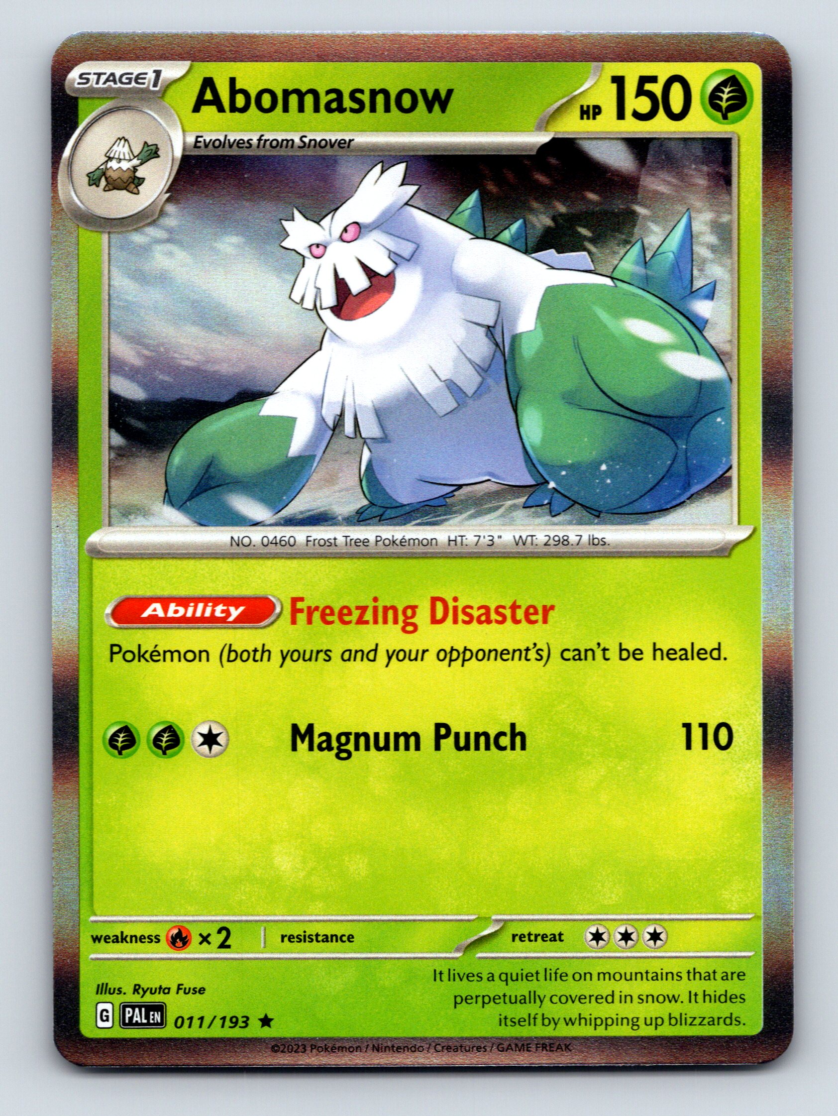 Stage 1 Abomasnow HP 150 Freezing Disaster Ability Green Pokémon