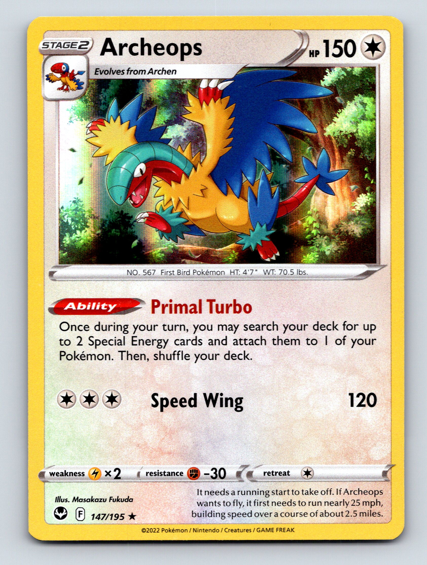 ポケモンカードゲーム ARchrセミコンプ Stage 2 Archeops HP 150 Primal Turbo Ability Speed Wing Attack