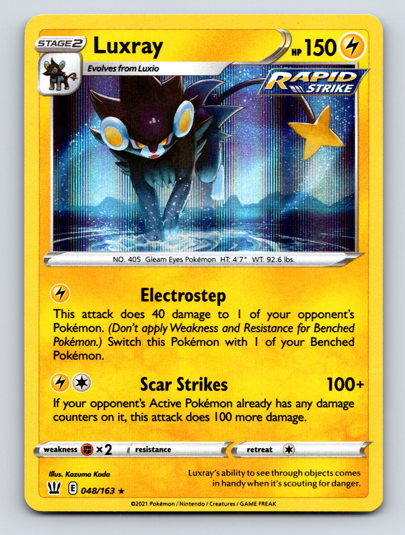 Stage 2 Luxray HP 150 Electromagnetic Power Rarity Yellow Card