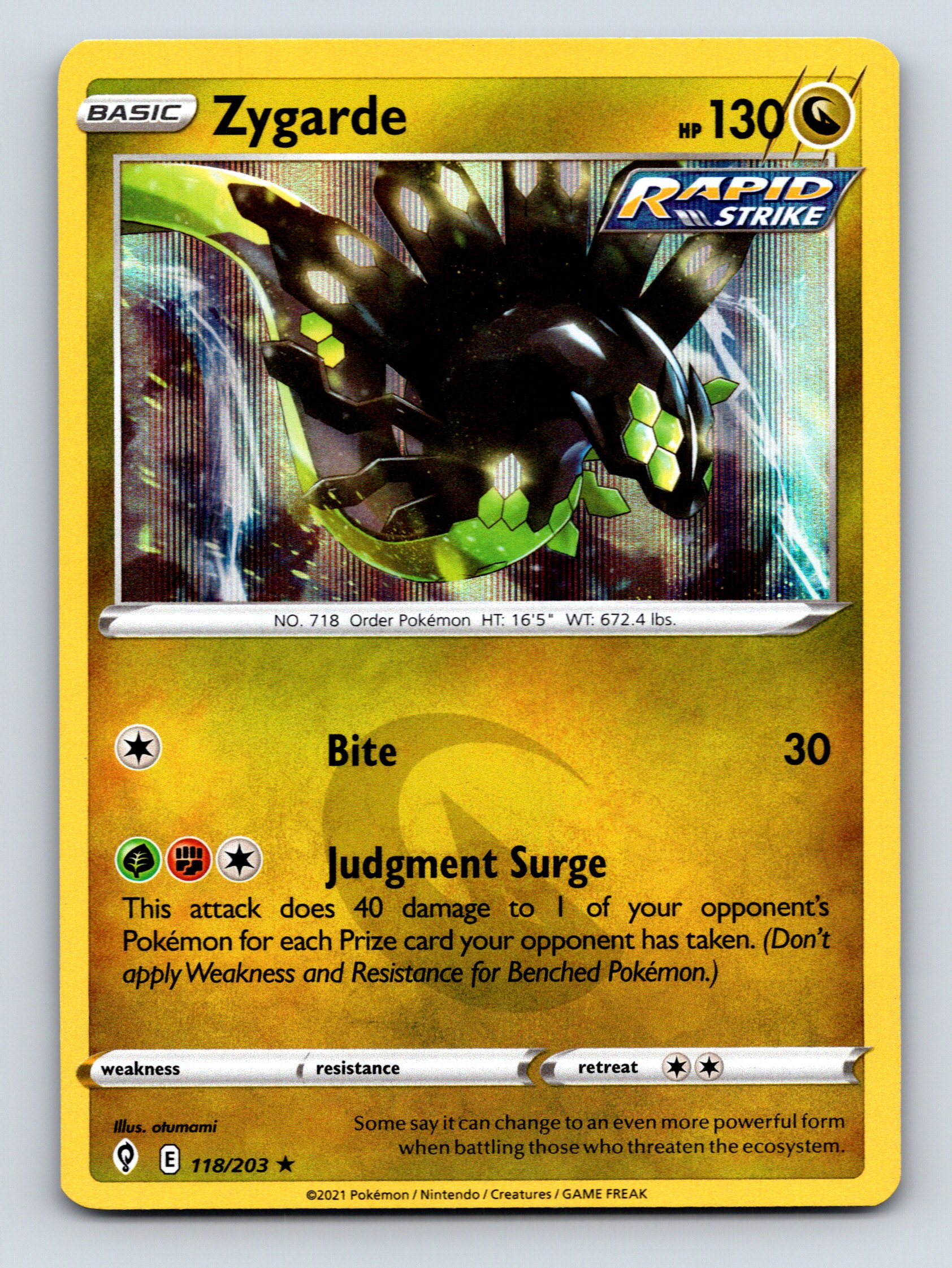 Basic Zygarde HP 130 Rapid Strike Attack Rarity Gold Shiny Pokémon