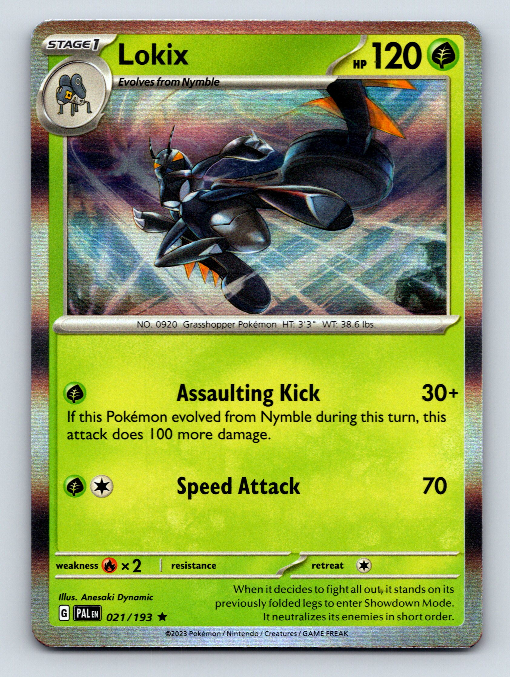 Stage 1 Lokix HP 120 Speed Attack Rarity Green Colorful Pokémon | eBay