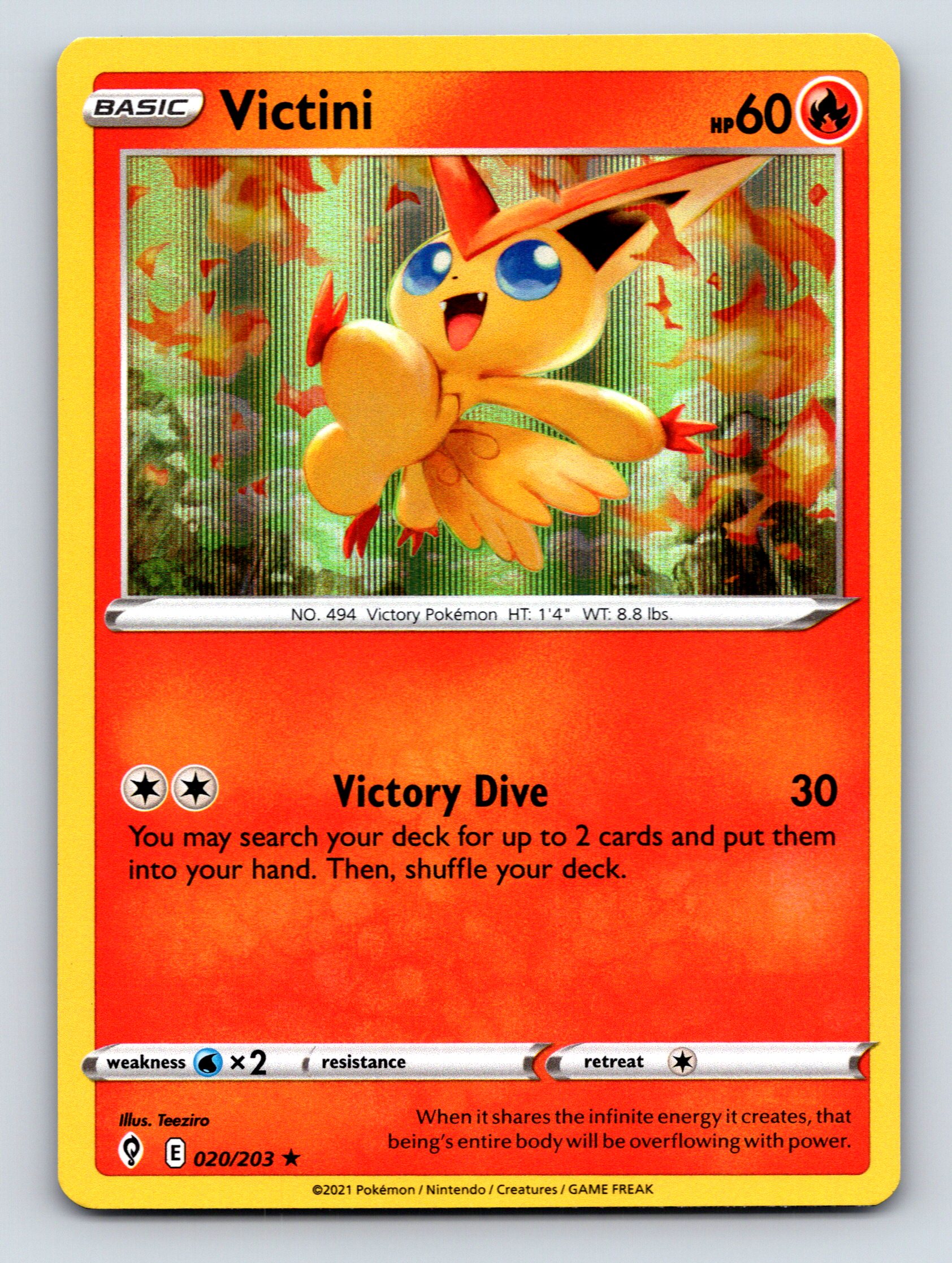 ビクティニ レアカード HP60 Basic Victini HP 60 Victory Dive Attack Rarity Fire Colorful