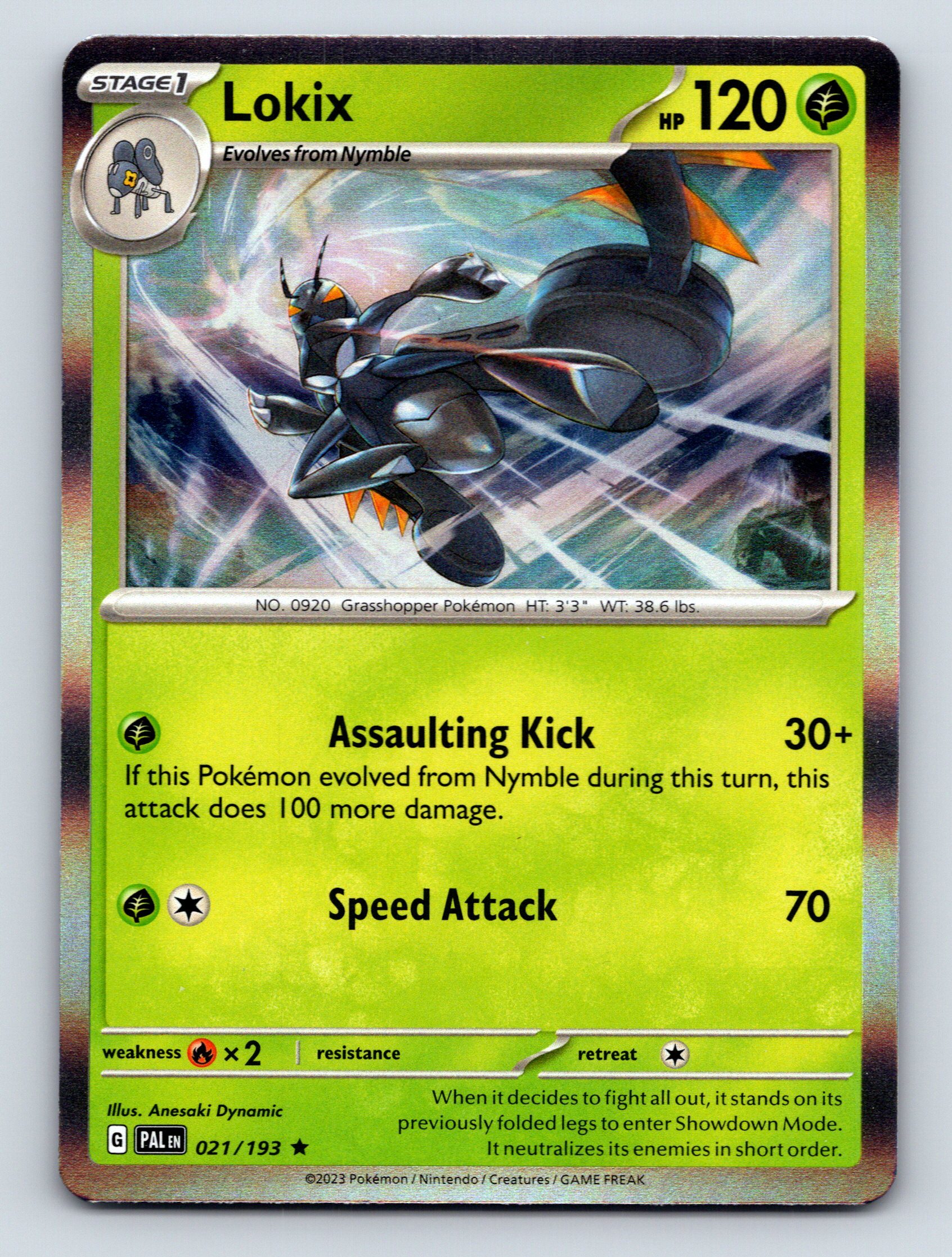 Stage 1 Lokix HP 120 Assulting Speed Attack Rarity Green Pokémon
