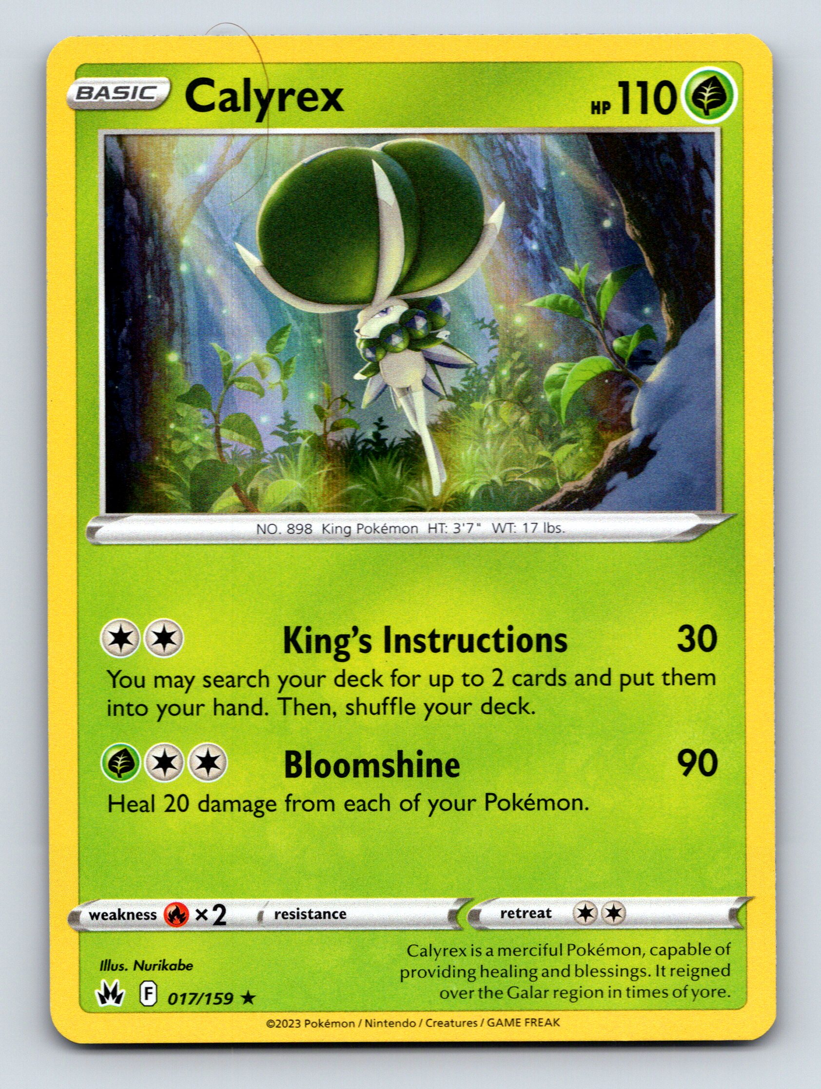 Basic Calyrex HP 110 Kings Instructions Bloomshine Rarity Green