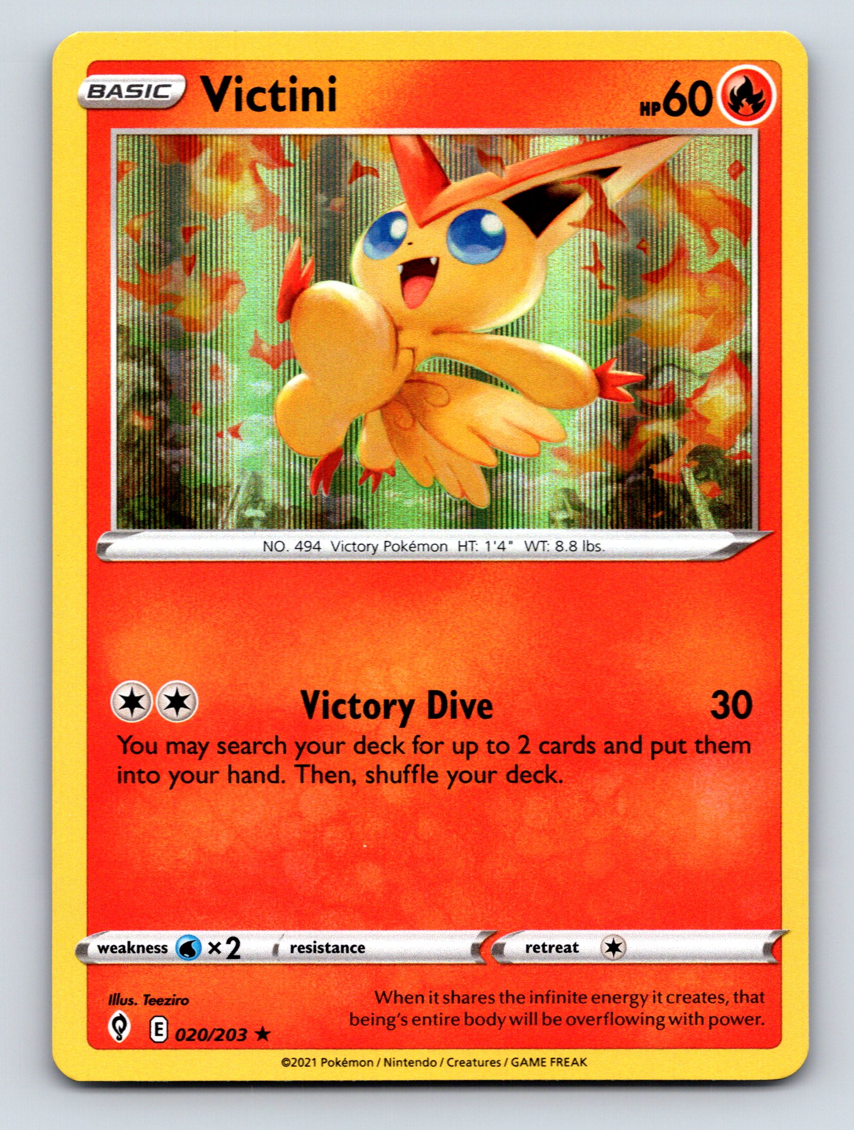 Basic Victini HP 60 Victory Dive Attack Rarity Vibrant Orange