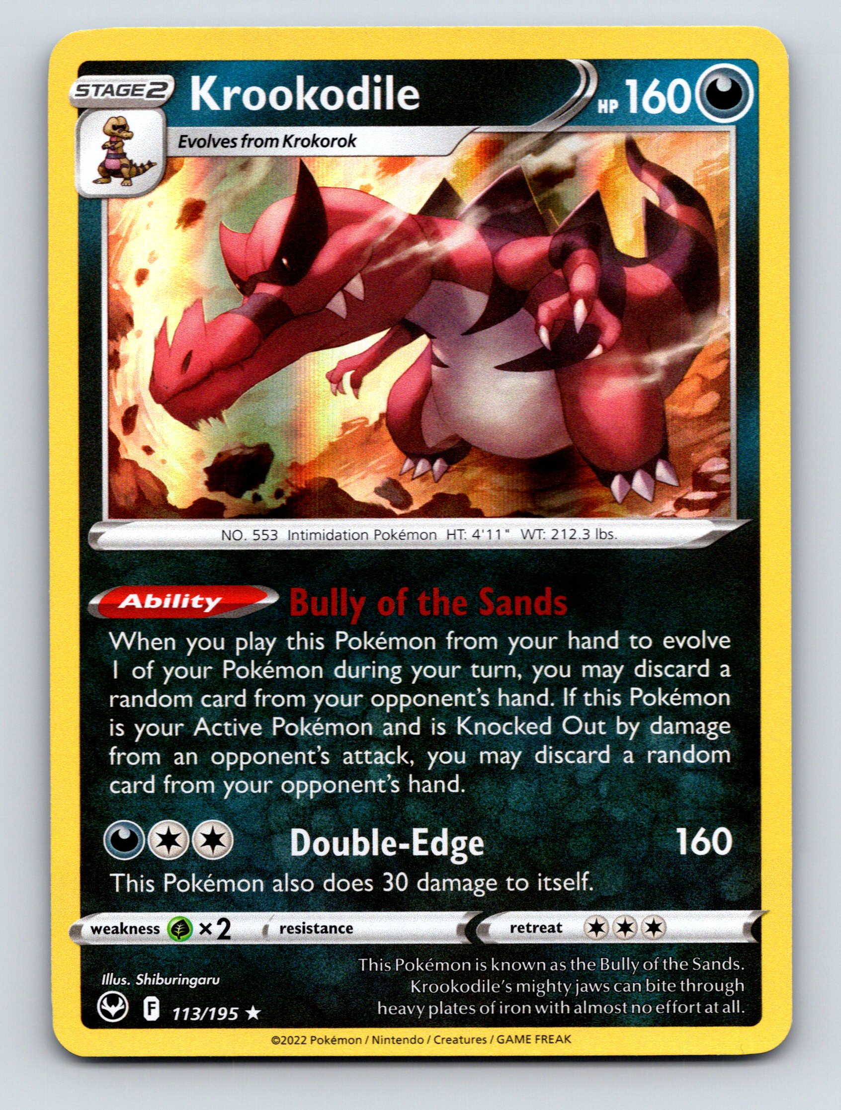 Stage 2 Krookodile HP 160 Double Edge Attack Rarity Dark Colorful